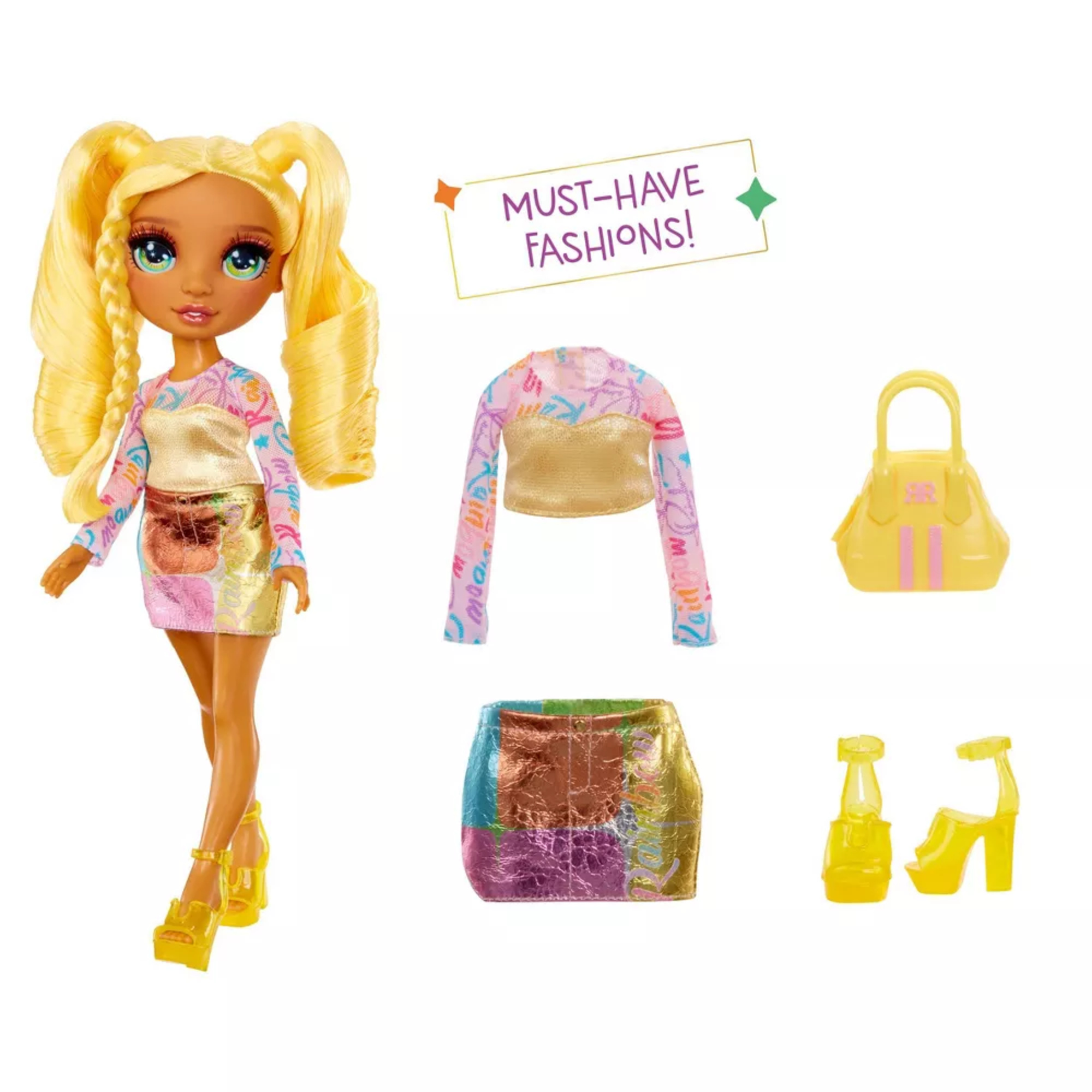 Rainbow high sunny - bambola fashion gialla 28 cm - Rainbow High
