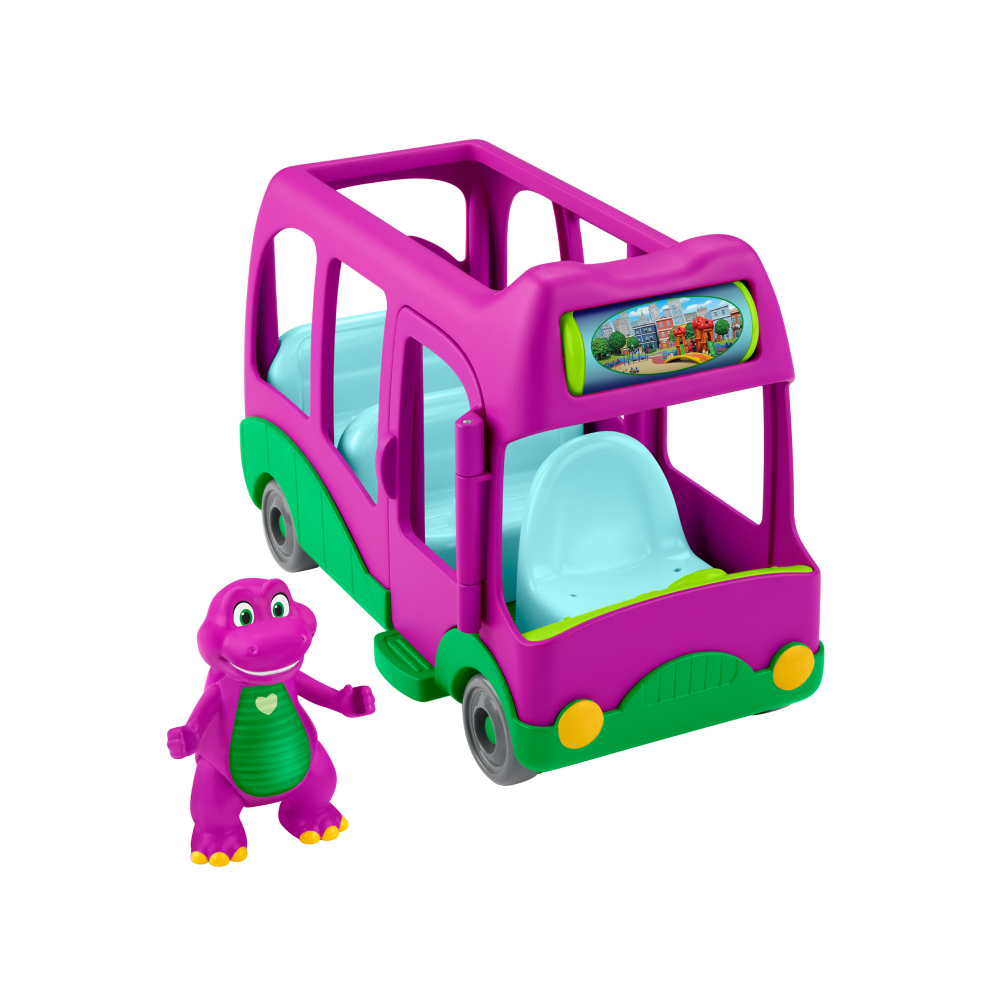 Fisher-price il mondo di barney - autobus delle avventure, set con veicolo e personaggio snodato barney incluso - FISHER PRICE