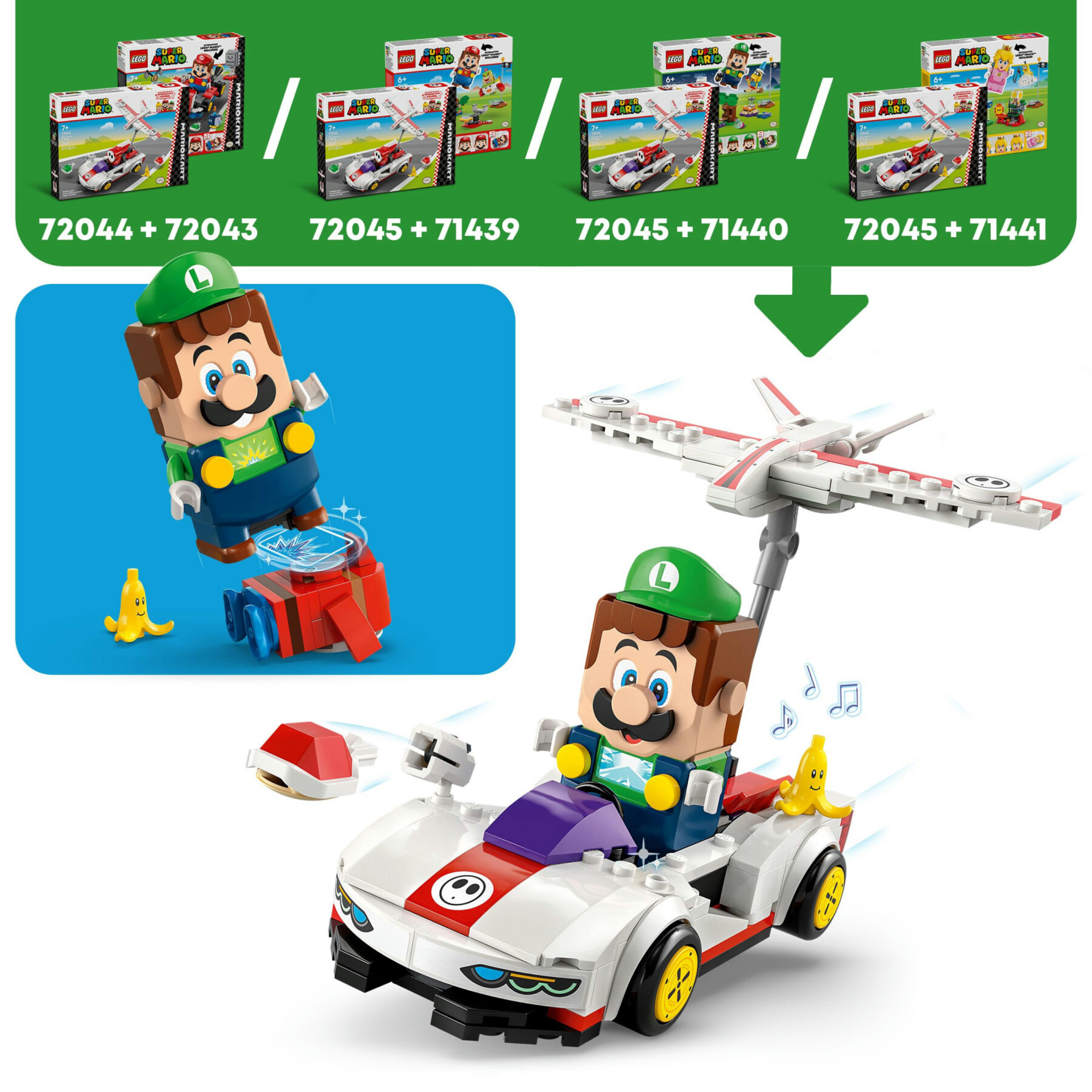 Lego 72045 - mario kart tipo timido con aliante e gusci, 7+ anni - LEGO® Super Mario™, Lego