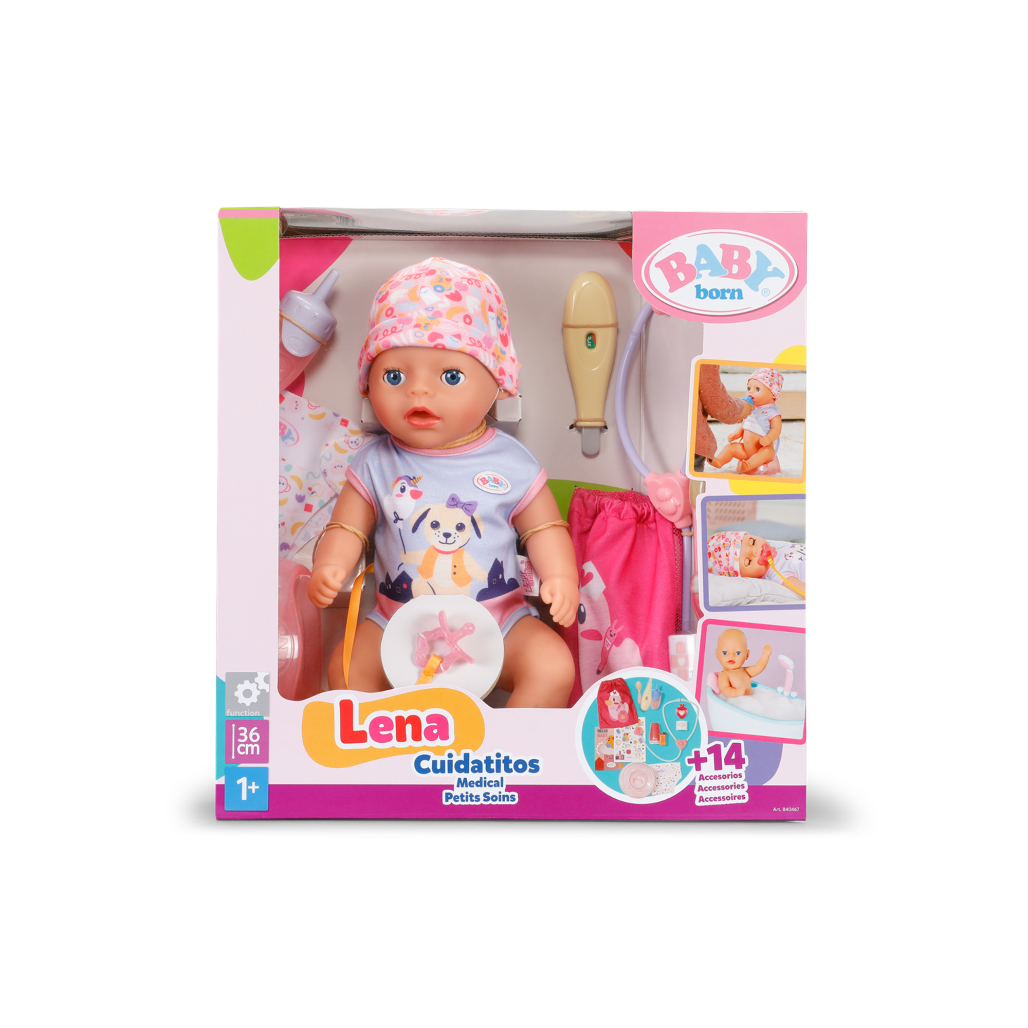 Baby born lena dottoressa 36cm, bambola con 7 funzioni per bambini da 1 anno, funziona senza batteria, con accessori come il dottore - BABY BORN