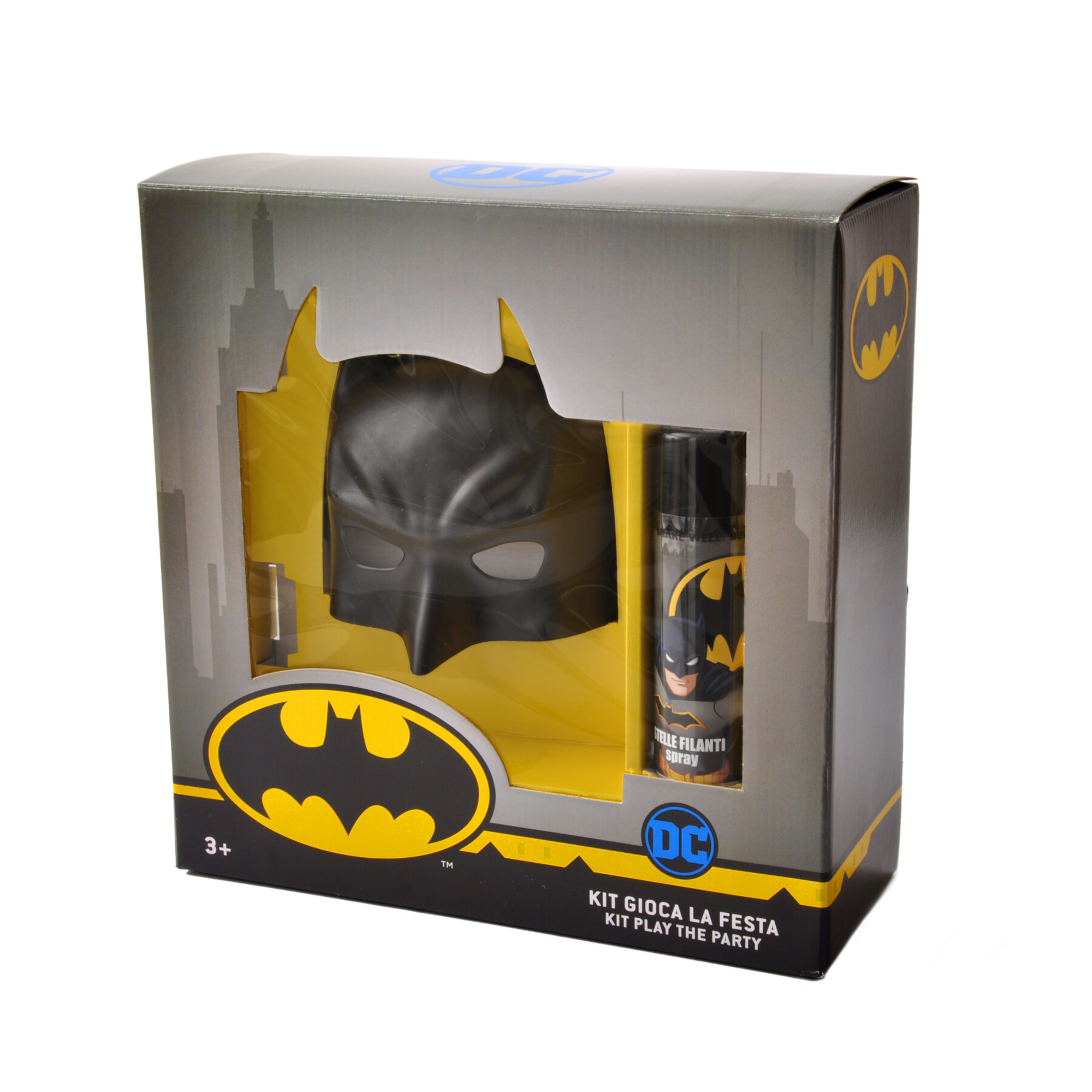 Set party batman con travestimento e stelle filanti grigio - BATMAN