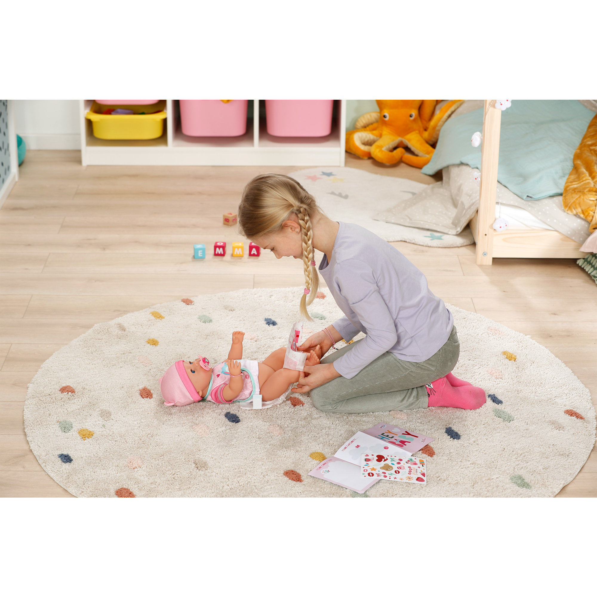 Baby born emma, bambola con 10 funzioni, tutina e accessori, per bambini dai 3 anni, funziona senza batteria, bambola alta 43 cm - BABY BORN