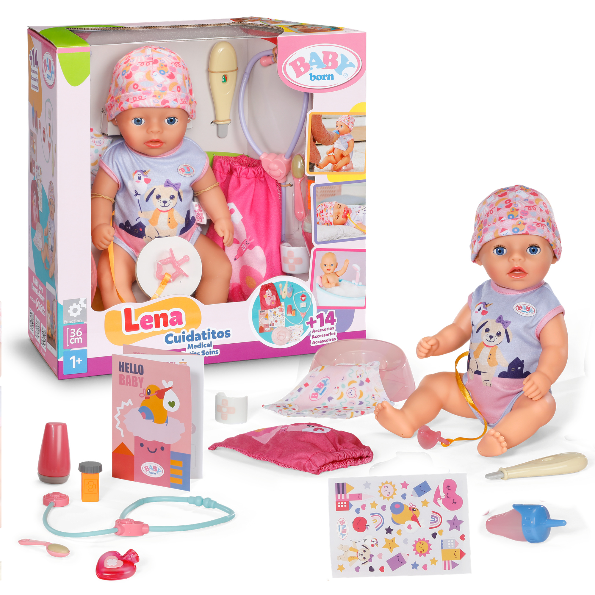 Baby born lena dottoressa 36cm, bambola con 7 funzioni per bambini da 1 anno, funziona senza batteria, con accessori come il dottore - BABY BORN