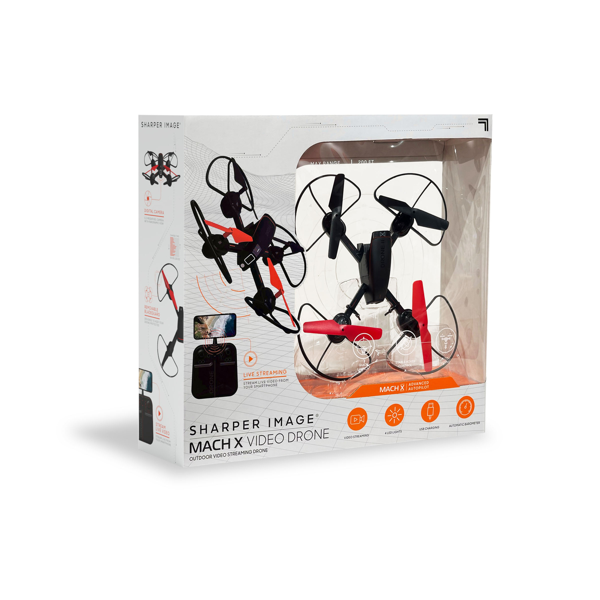 Mach x video drone 25cm con telecamera streaming - sharper image - Sharper Image