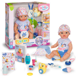 Baby born lukas bagnetto 36cm, bambola con 7 funzioni per bambini da 1 anno, funziona senza batteria, con accessori per il bagno - BABY BORN