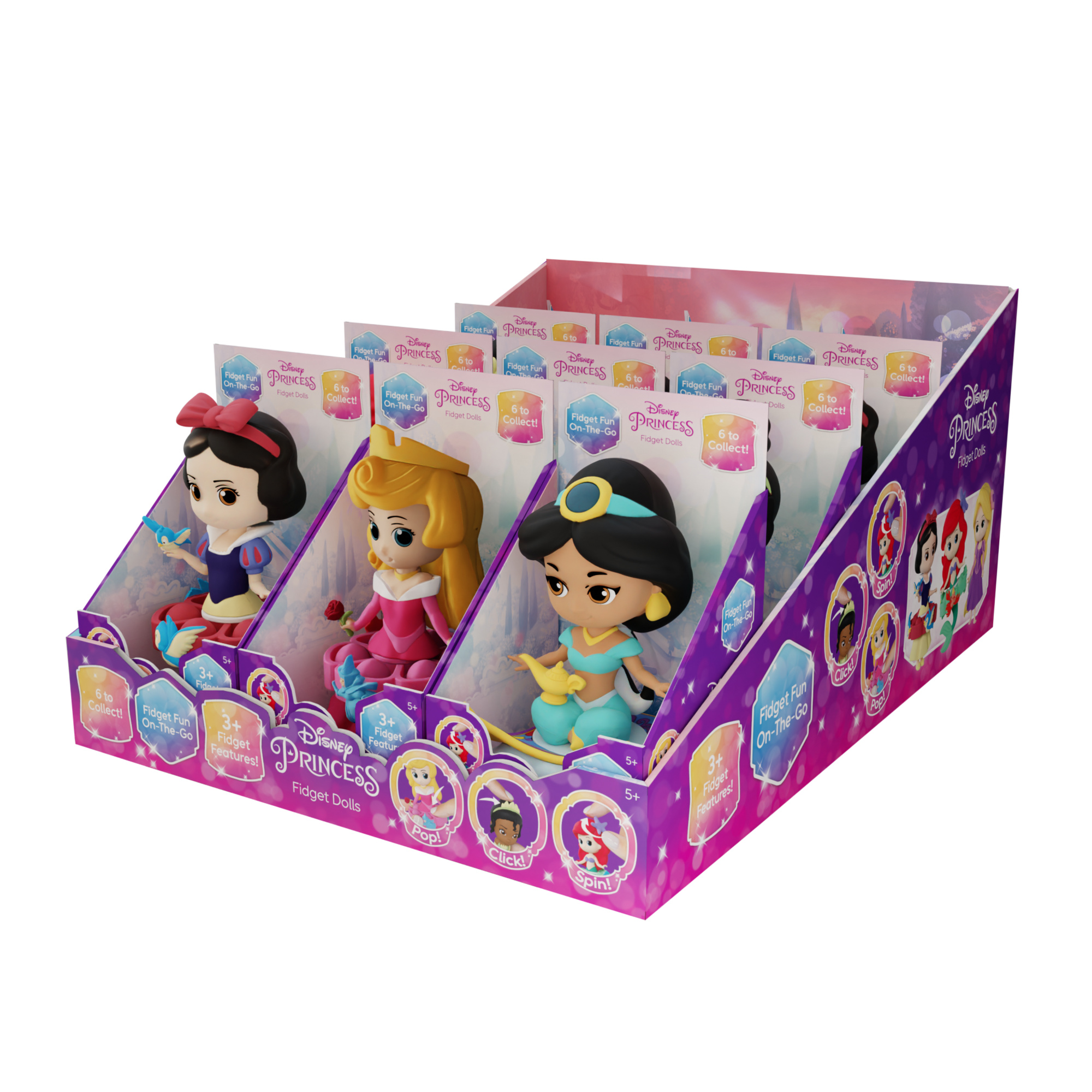 Disney princess fidget dolls - 6 principesse assortite  antistress da collezione - PRINCIPESSE DISNEY