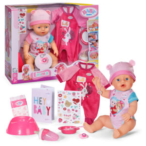 Baby born emma, bambola con 10 funzioni, tutina e accessori, per bambini dai 3 anni, funziona senza batteria, bambola alta 43 cm - BABY BORN