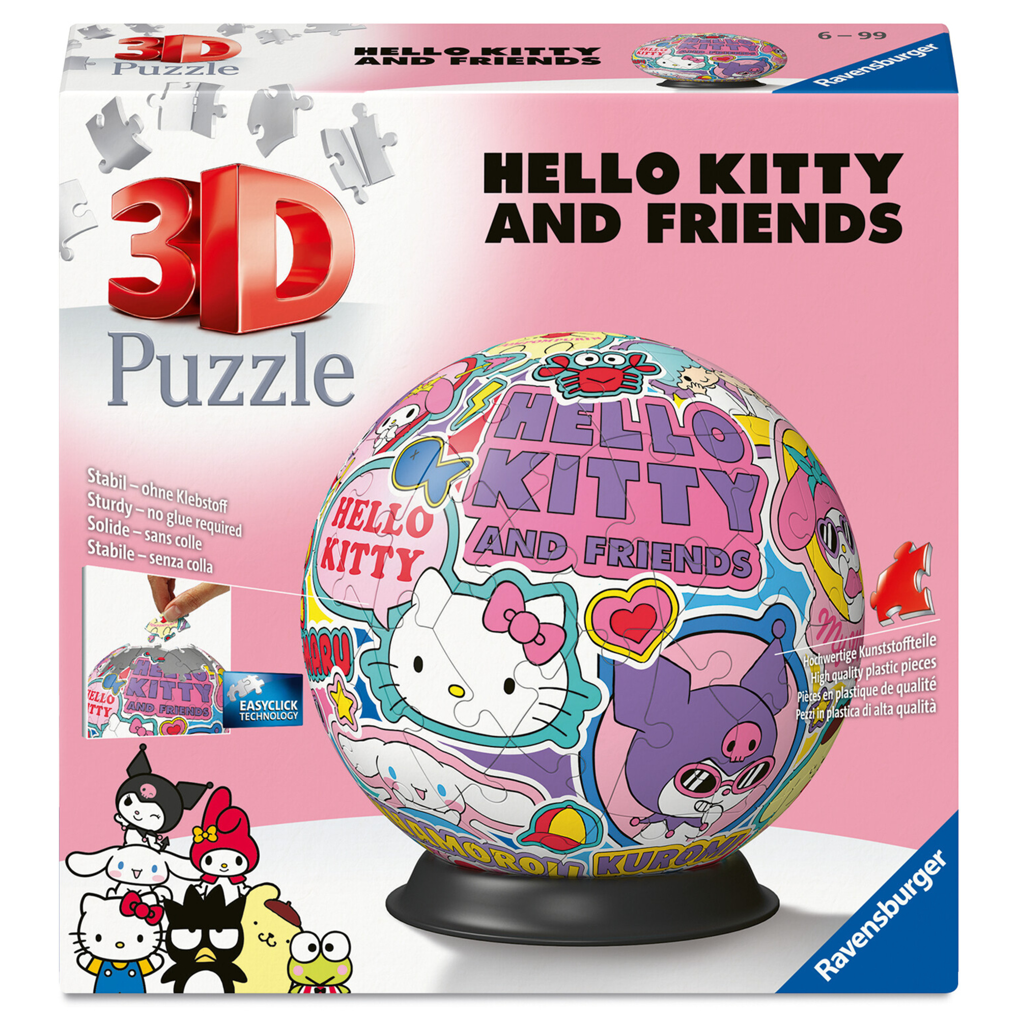 Ravensburger - 3d puzzle puzzle ball hello kitty, 72 pezzi, 6+ anni - Hello Kitty