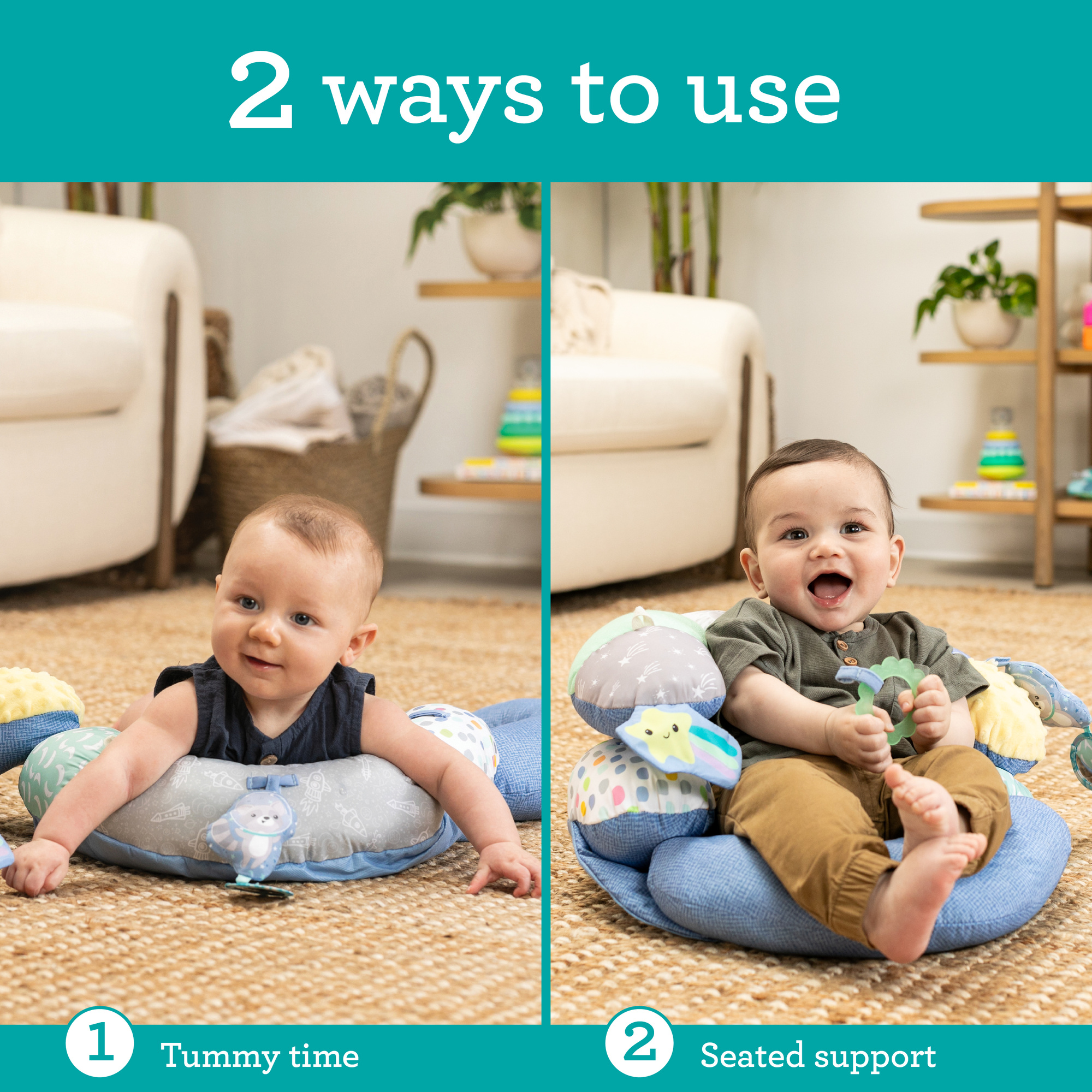 Supporto neonato 2-in-1 tummy time & seated support - comfort e gioco - INFANTINO