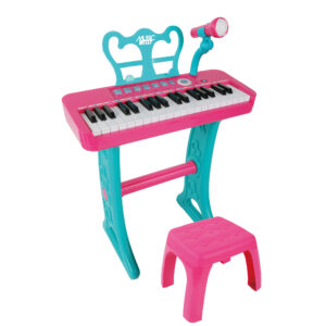 Tastiera 37 tasti con microfono e sgabello rosa - SUPERSTAR