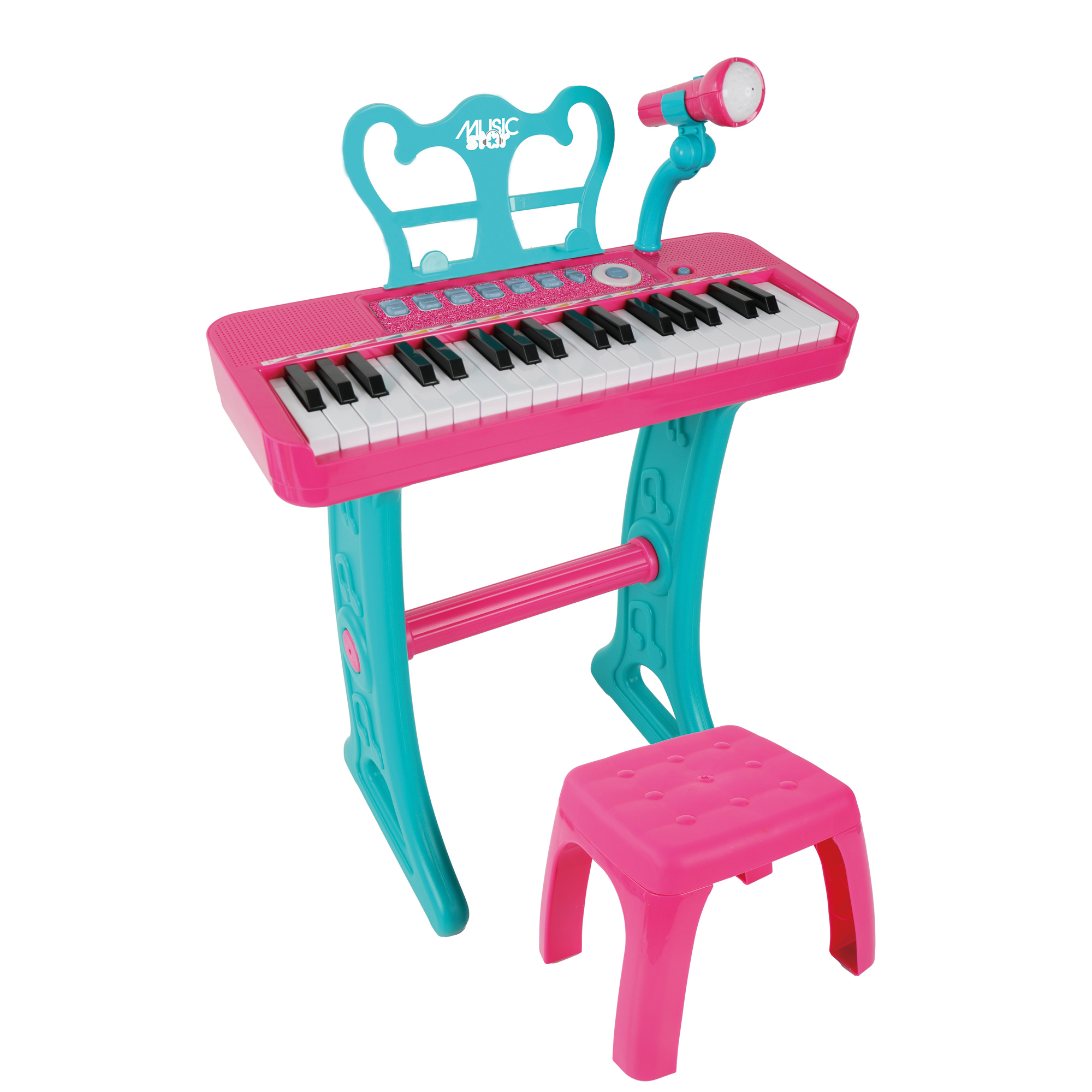 Tastiera 37 tasti con microfono e sgabello rosa - SUPERSTAR