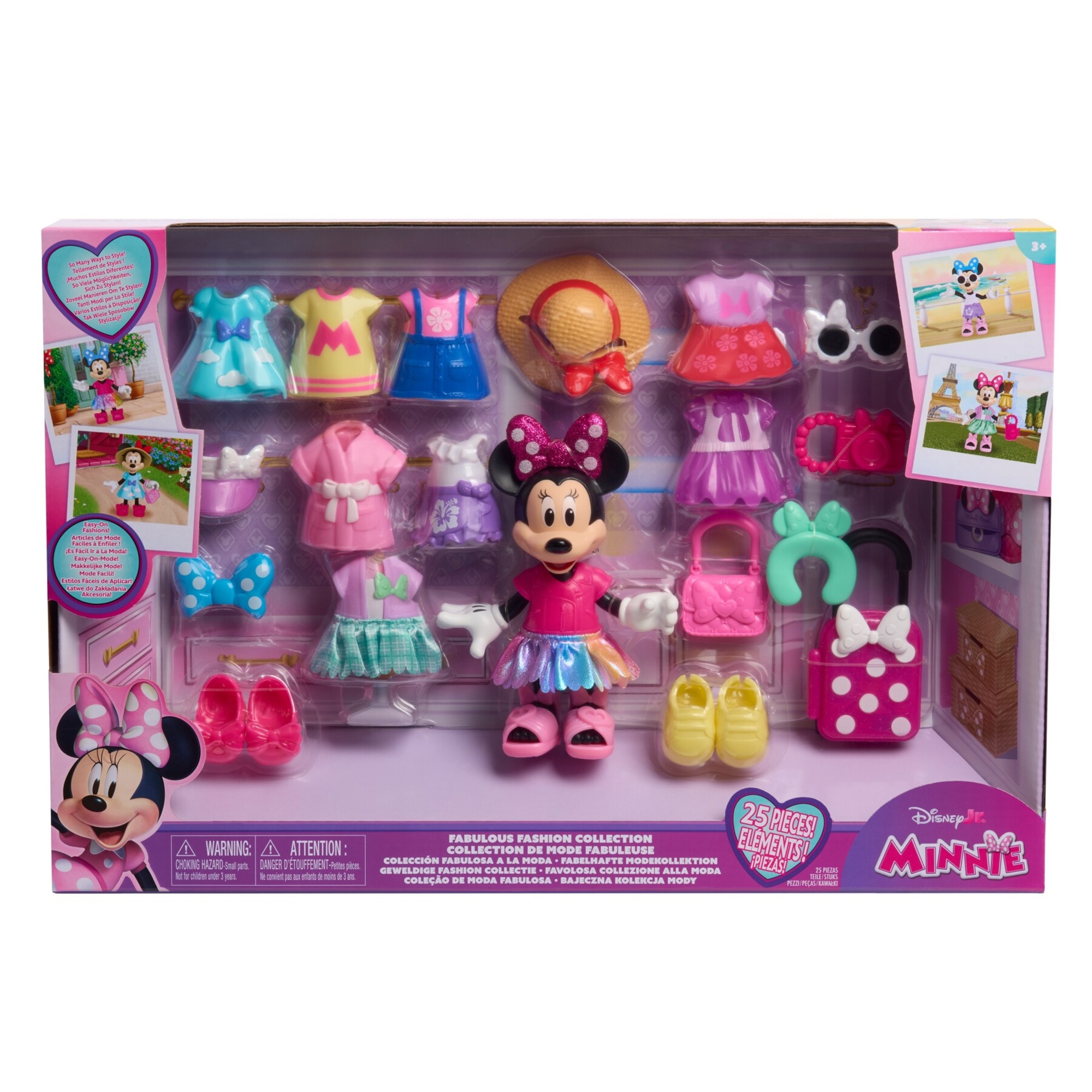 Just play disney junior minnie fabulous fashion collection articulated doll & accessories, 25 pezzi - Disney, Minnie