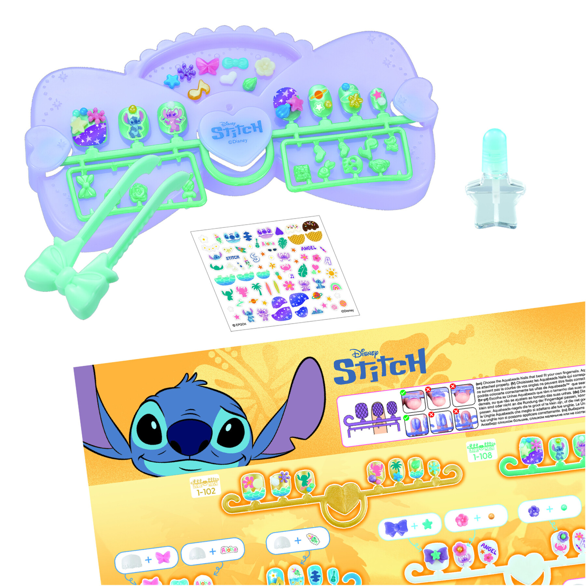 Aquabeads nails studio - stitch nail designer kit - unghie che si attaccano con l'acqua - AQUABEADS