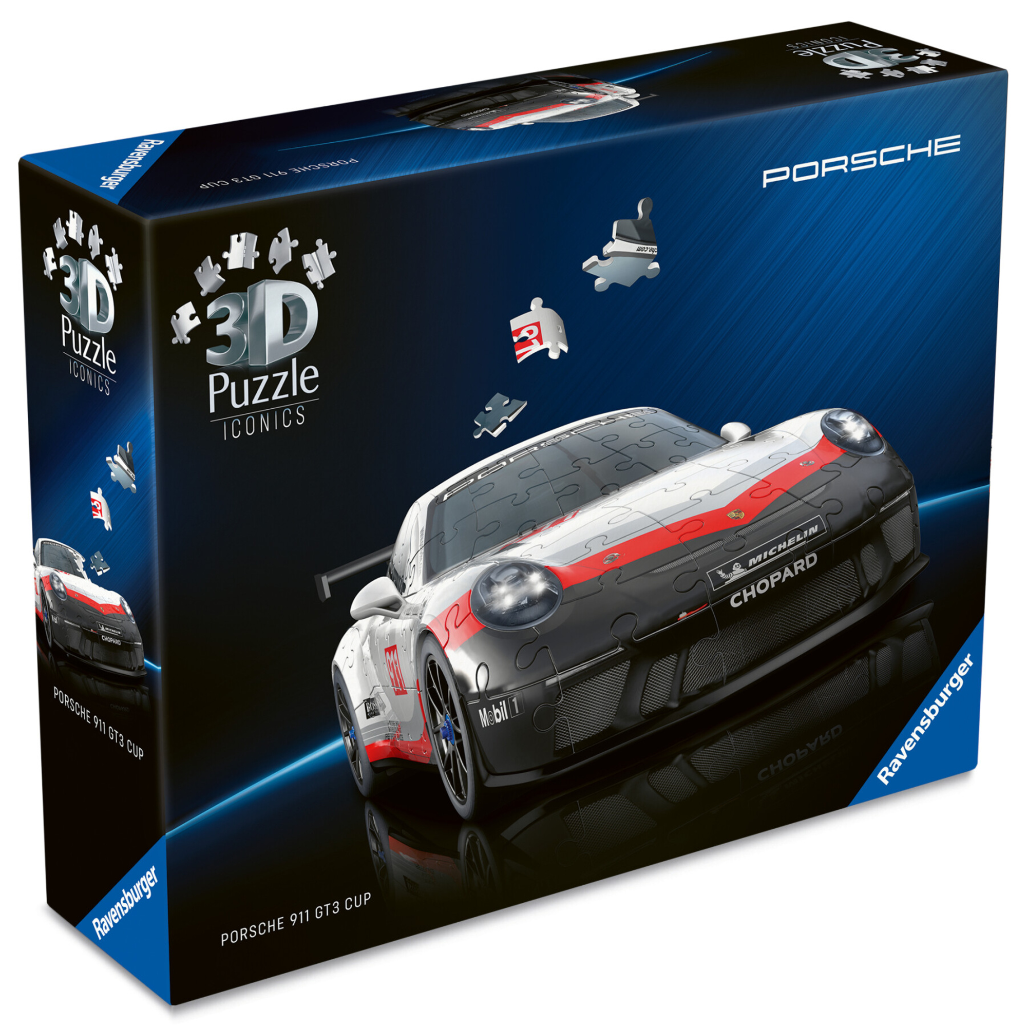 Puzzle 3d iconico: porsche 911 gt3 cup - una vera icona delle auto sportive in un dettagliato modello in scala 1:18 - RAVENSBURGER