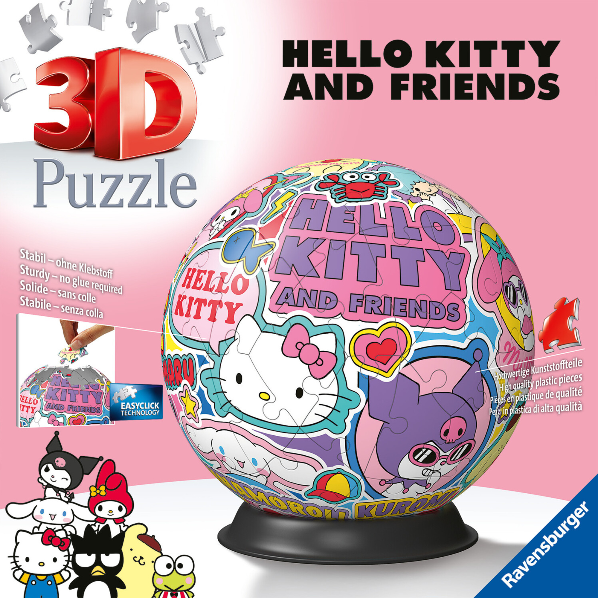 Ravensburger - 3d puzzle puzzle ball hello kitty, 72 pezzi, 6+ anni - Hello Kitty