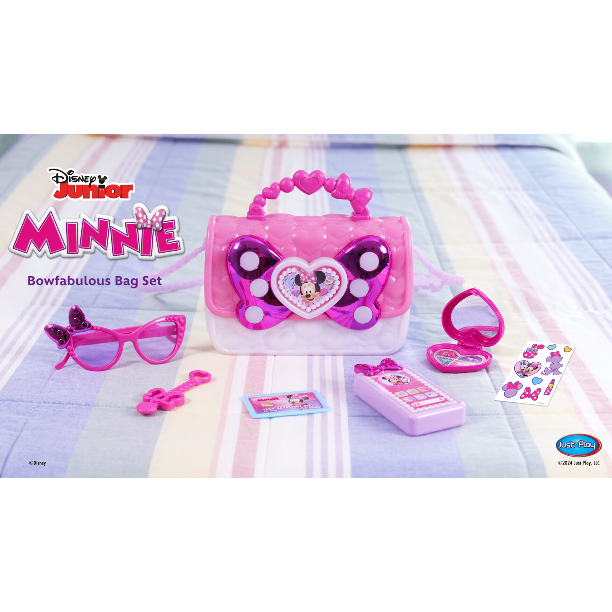 Just playjust play disney junior minnie mouse bow bag set - 7 accessori, luci e suoni - Disney, Minnie