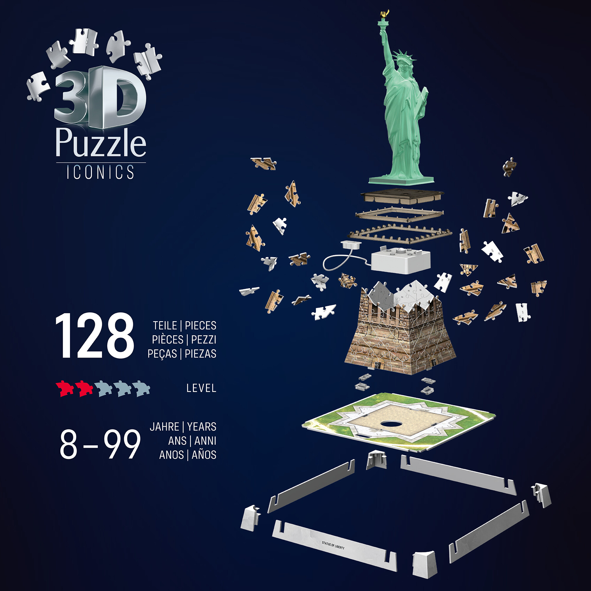 Puzzle 3d iconico: statua della libertà - replica dettagliata in un affascinante modello puzzle 3d - RAVENSBURGER