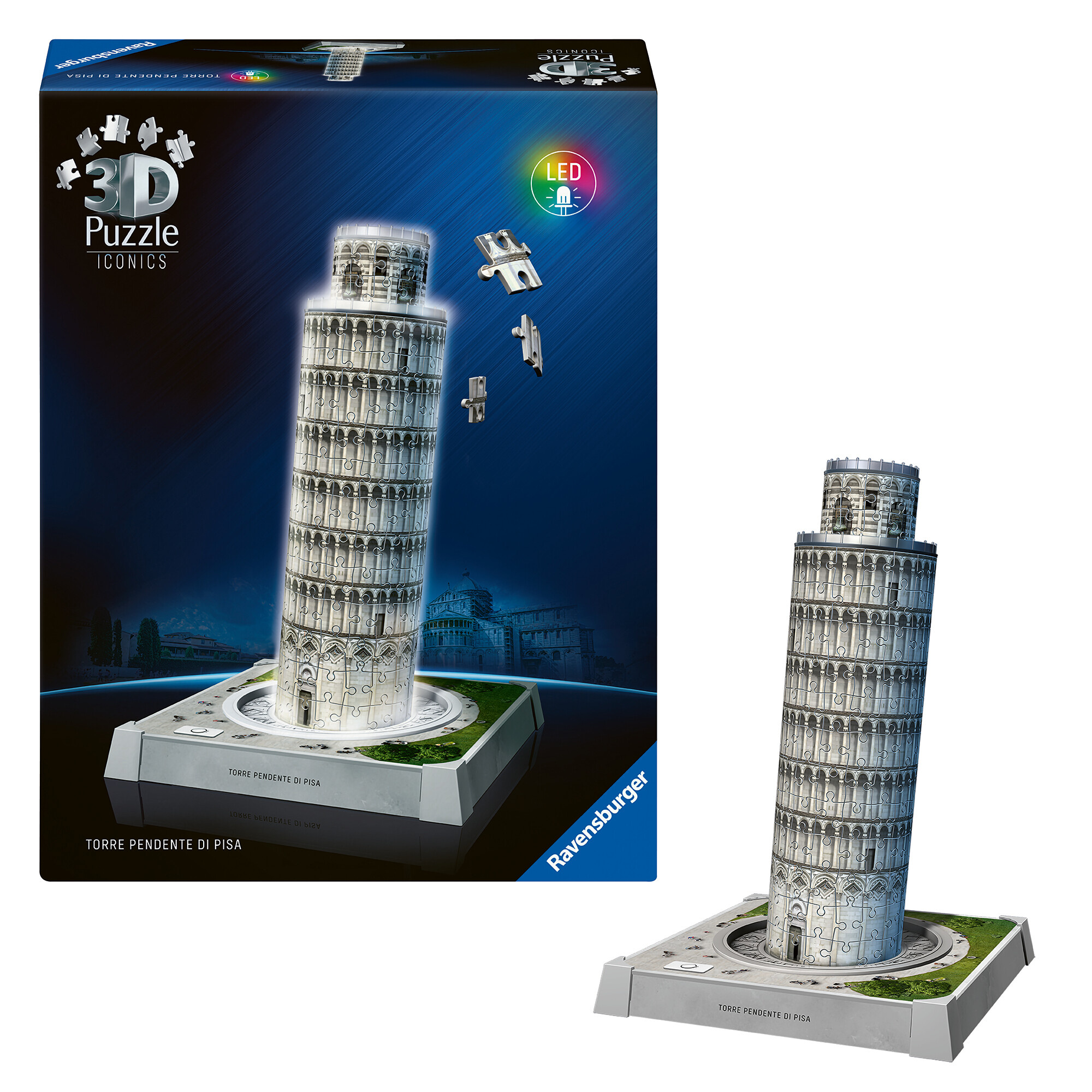 Puzzle 3d iconico: torre di pisa - replica dettagliata in un affascinante modello puzzle 3d - RAVENSBURGER