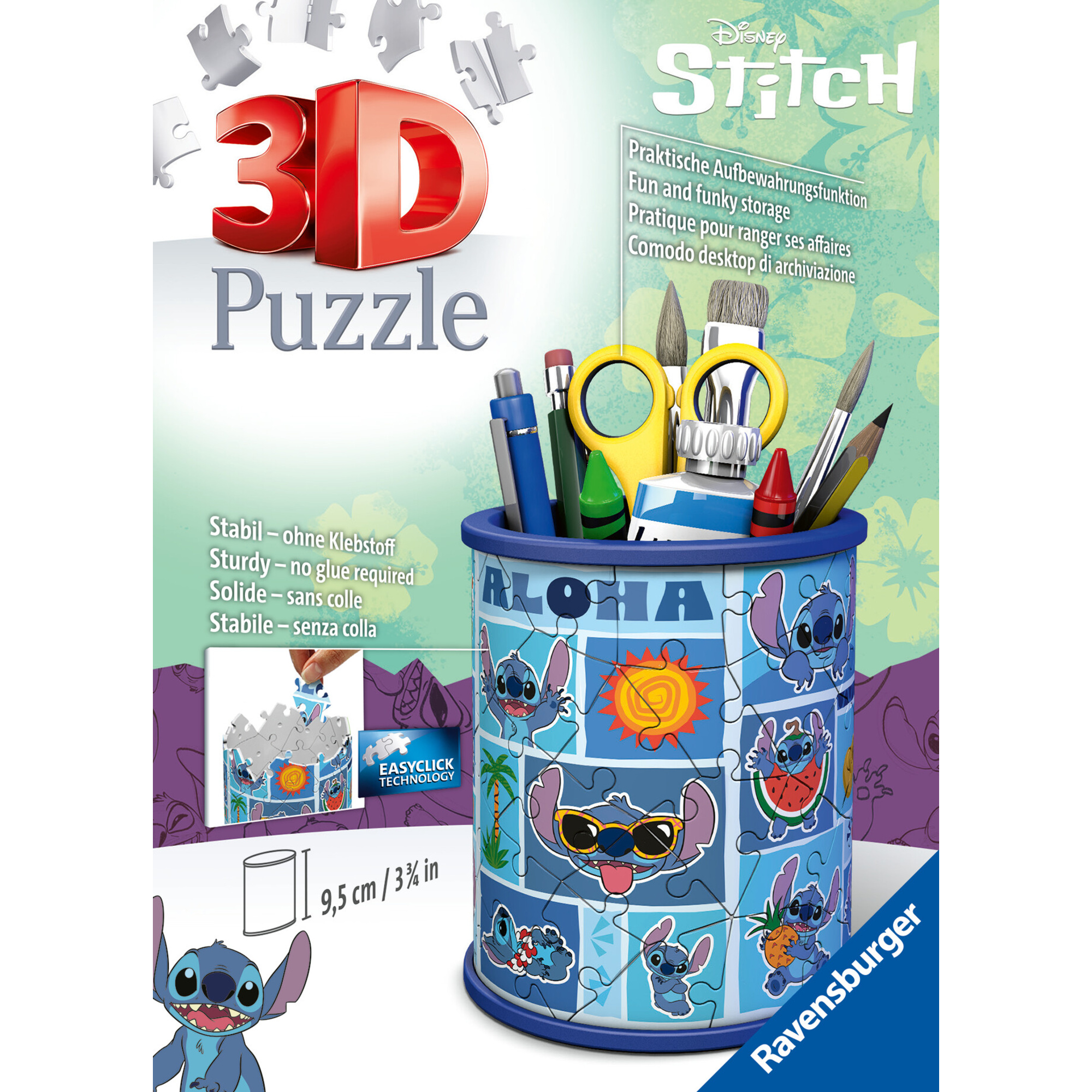 Puzzle 3d portapenne stitch, 54 pezzi, 6+ anni - Disney Stitch