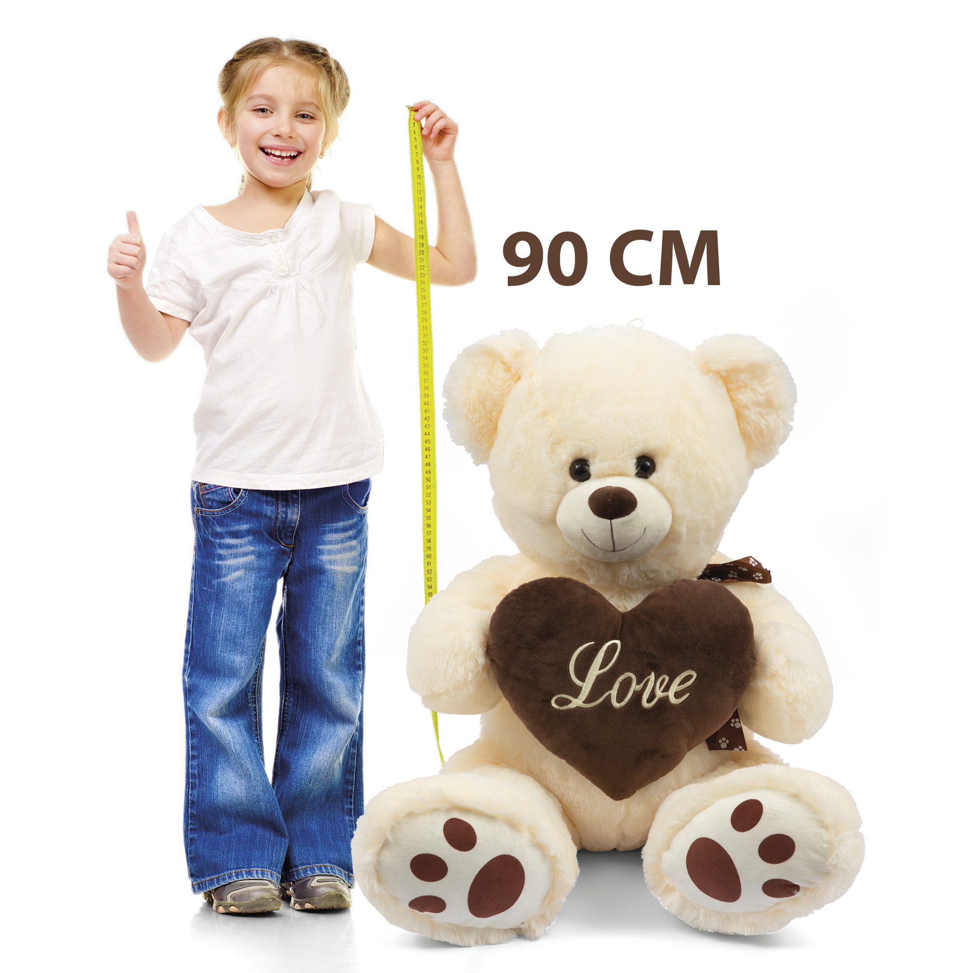 Orso peluche 90 cm con cuore love - AMI PLUSH