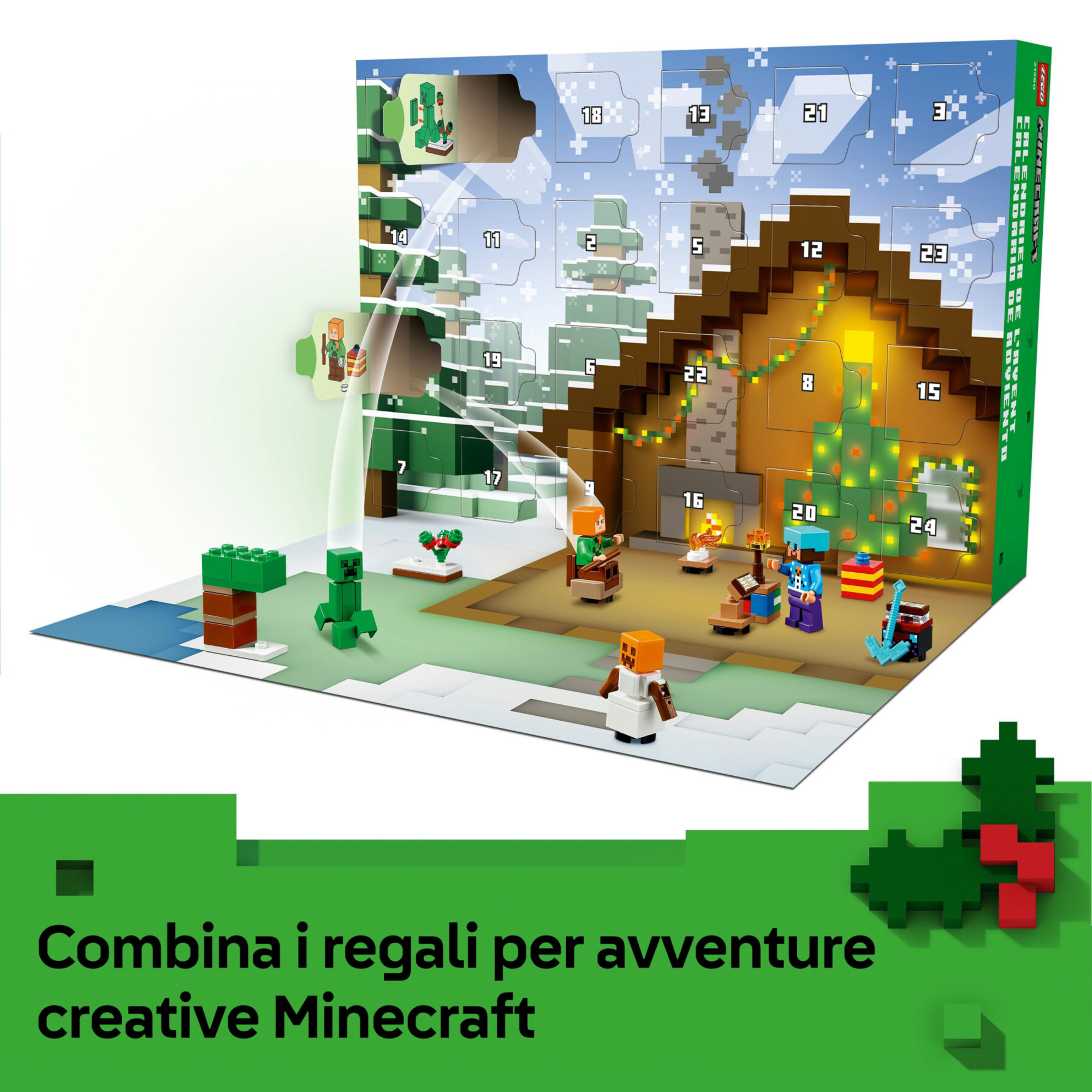 Lego 21280 minecraft calendario avvento 2025 con 24 sorprese, regalo natale 7+ - MINECRAFT, Lego