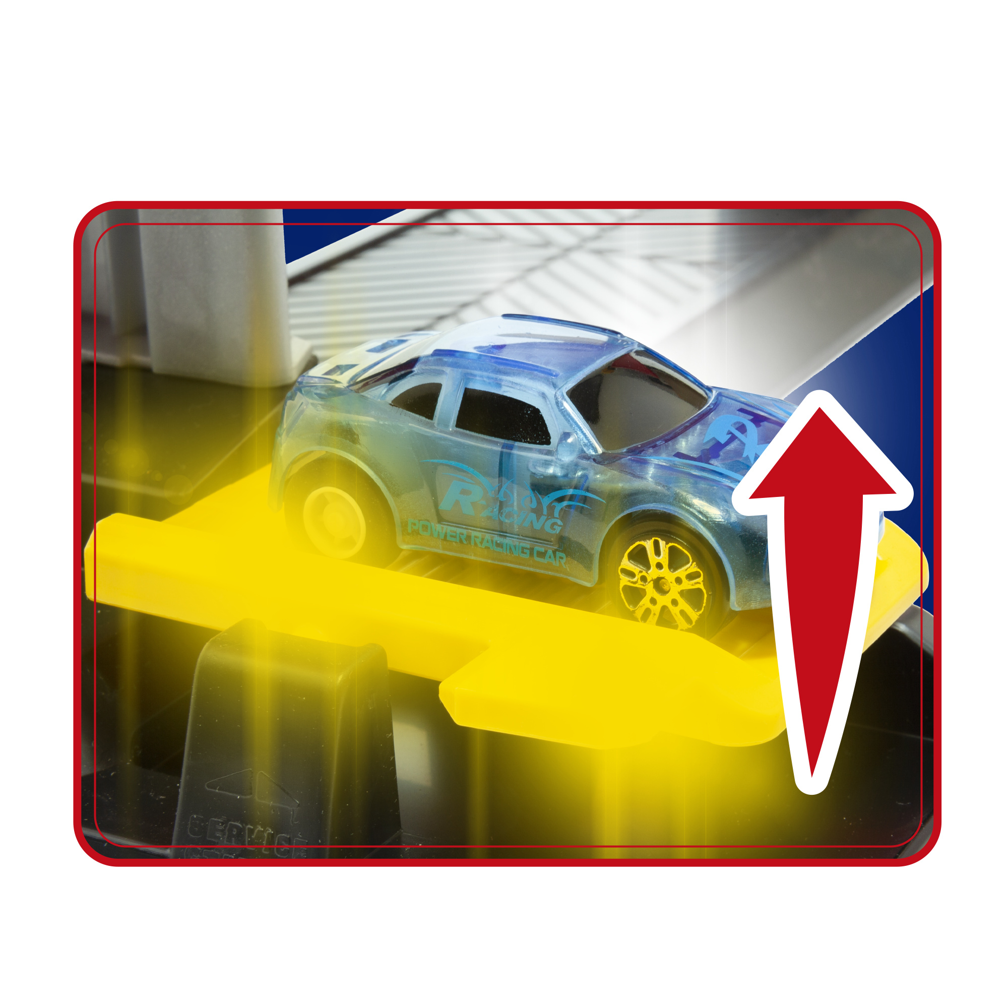 Downtown garage multipiano con pista e auto pull-back - 