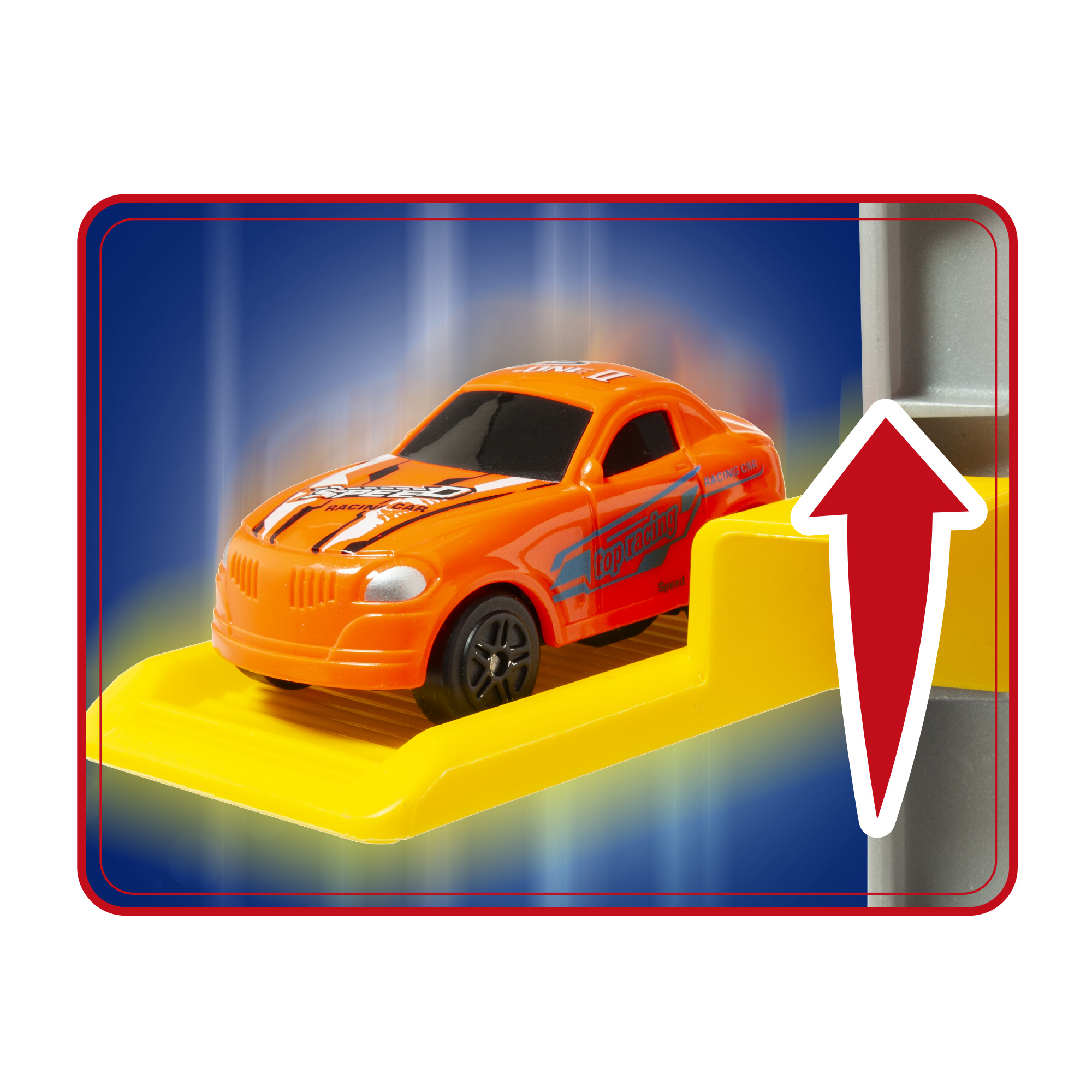 Downtown garage multipiano con pista e auto pull-back - 