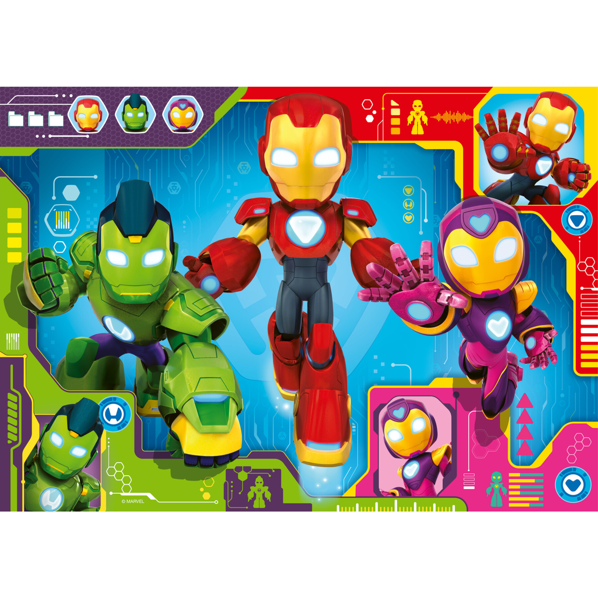 Puzzle iron man & his awesome friends, collezione 24 giant pavimento, 24 pezzi, età raccomandata 3+ anni - RAVENSBURGER
