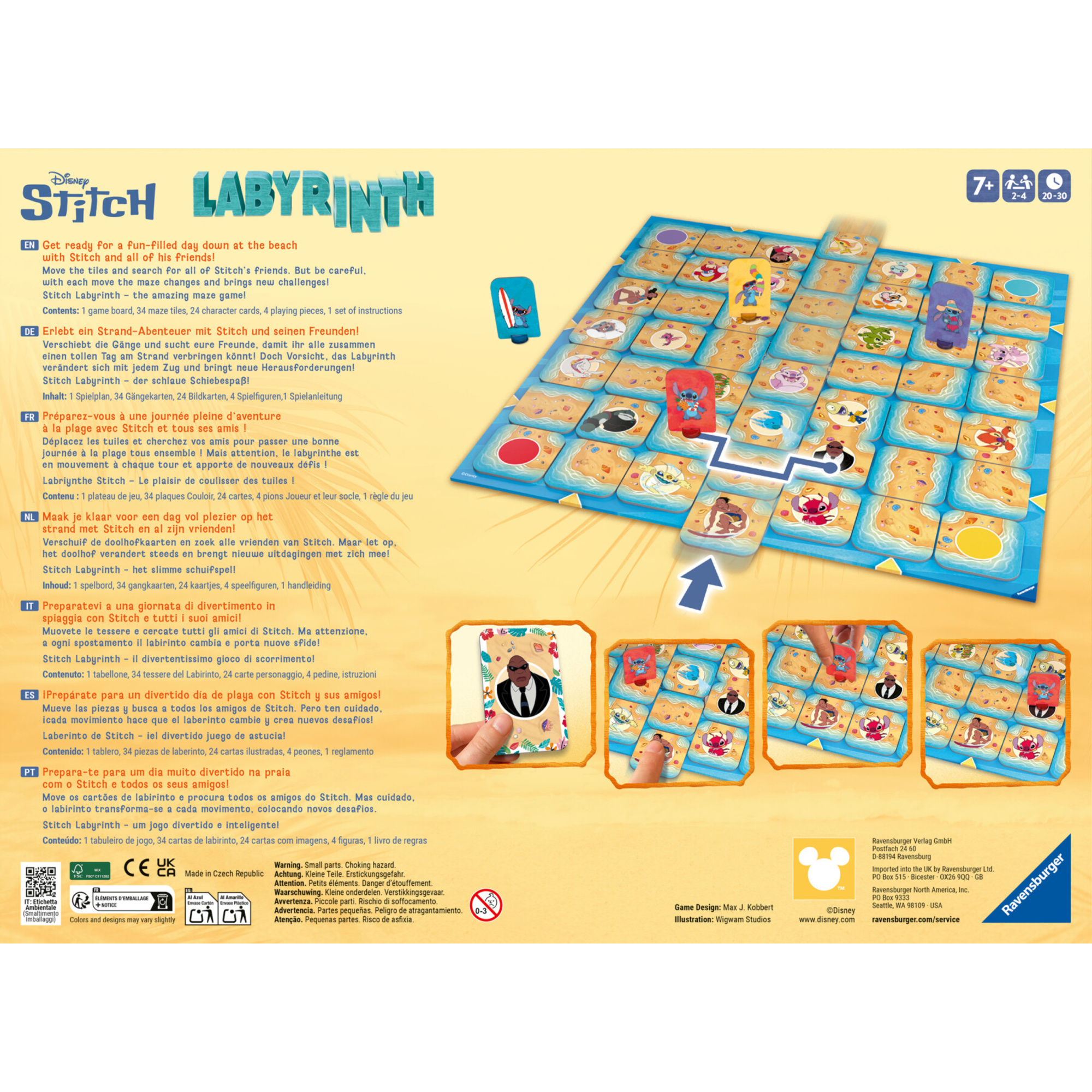 Ravensburger stitch labyrinth - gioco da tavolo per famiglie e per bambini dai 7 anni in su - da 2 a 4 giocatori per ragazzi e ragazze - Disney Stitch