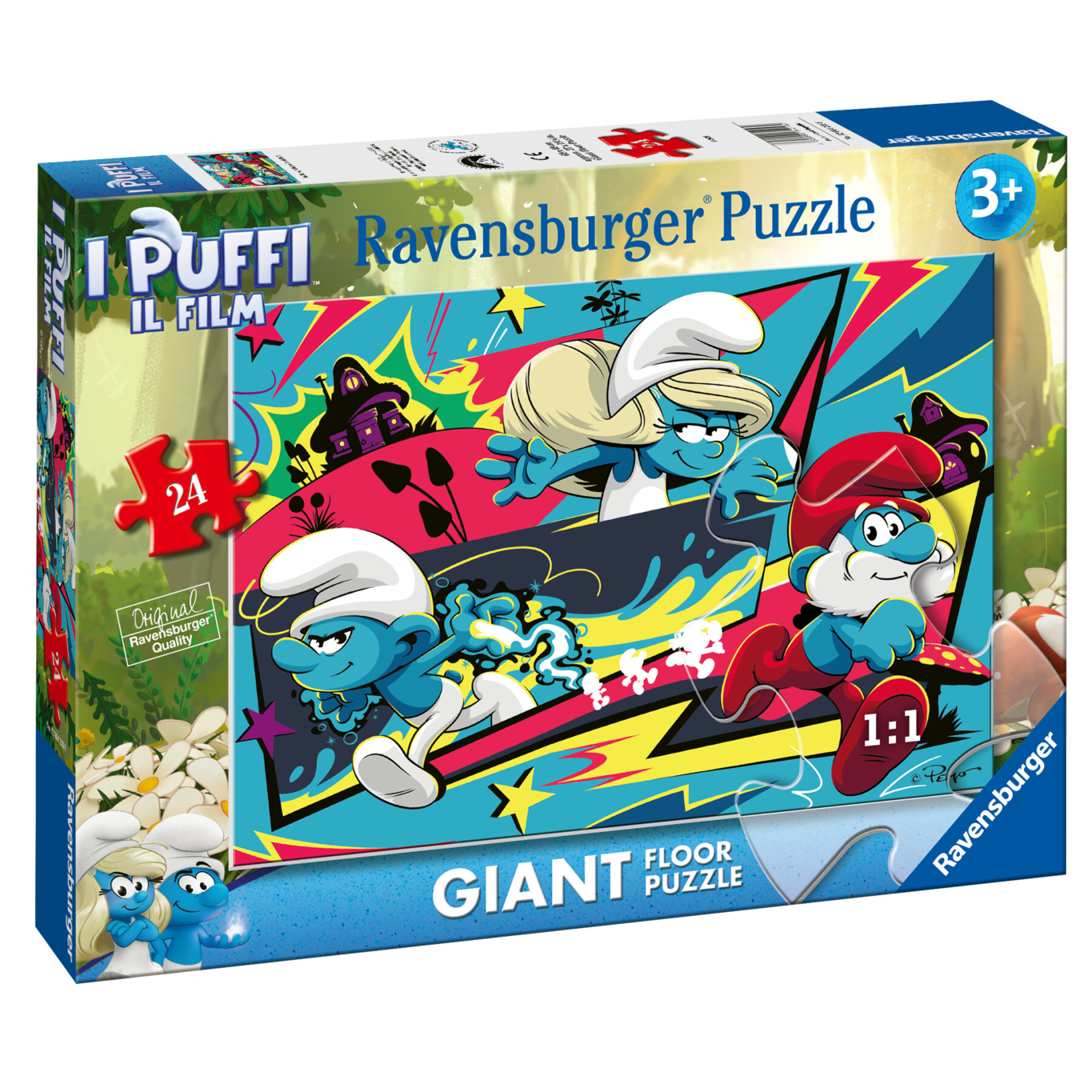 Puzzle puffi, collezione 24 giant pavimento, 24 pezzi, età raccomandata 3+ anni - Puffi