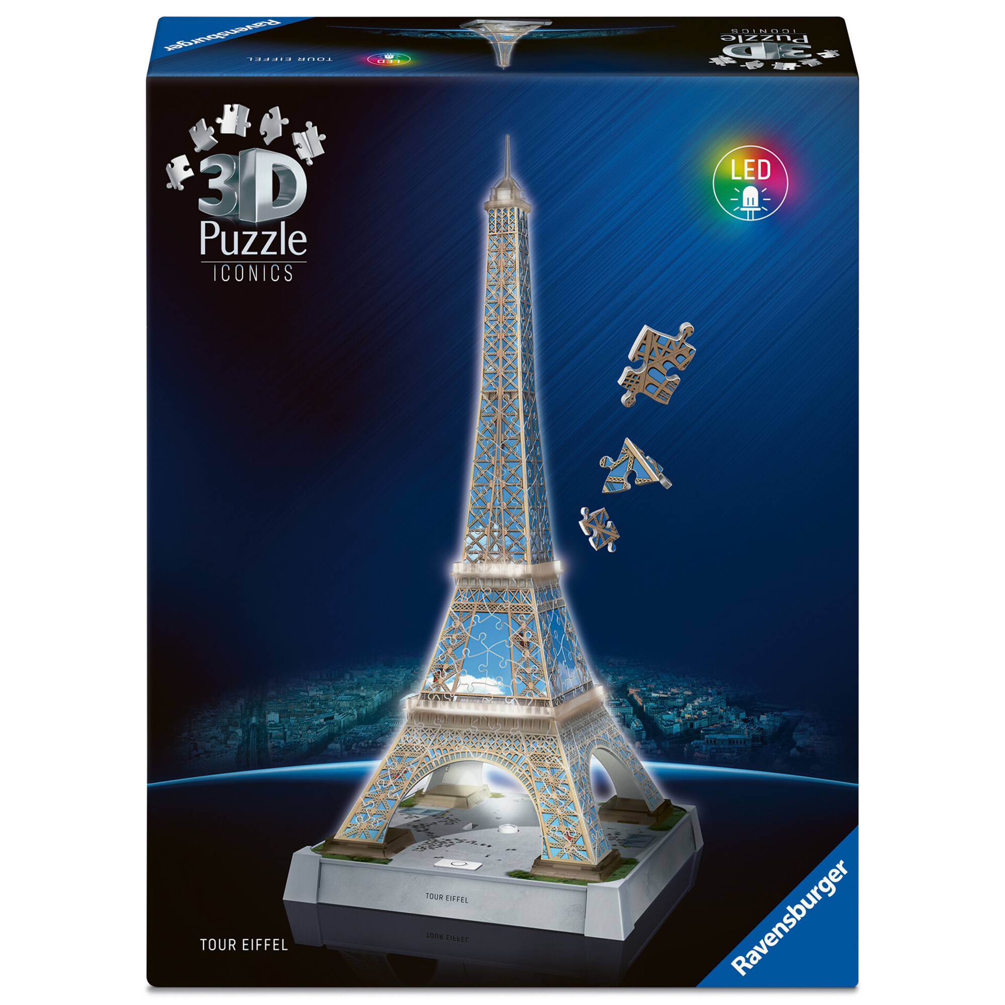 Ravensburger - puzzle 3d iconics: tour eiffel - con luce - RAVENSBURGER 3D PUZZLE