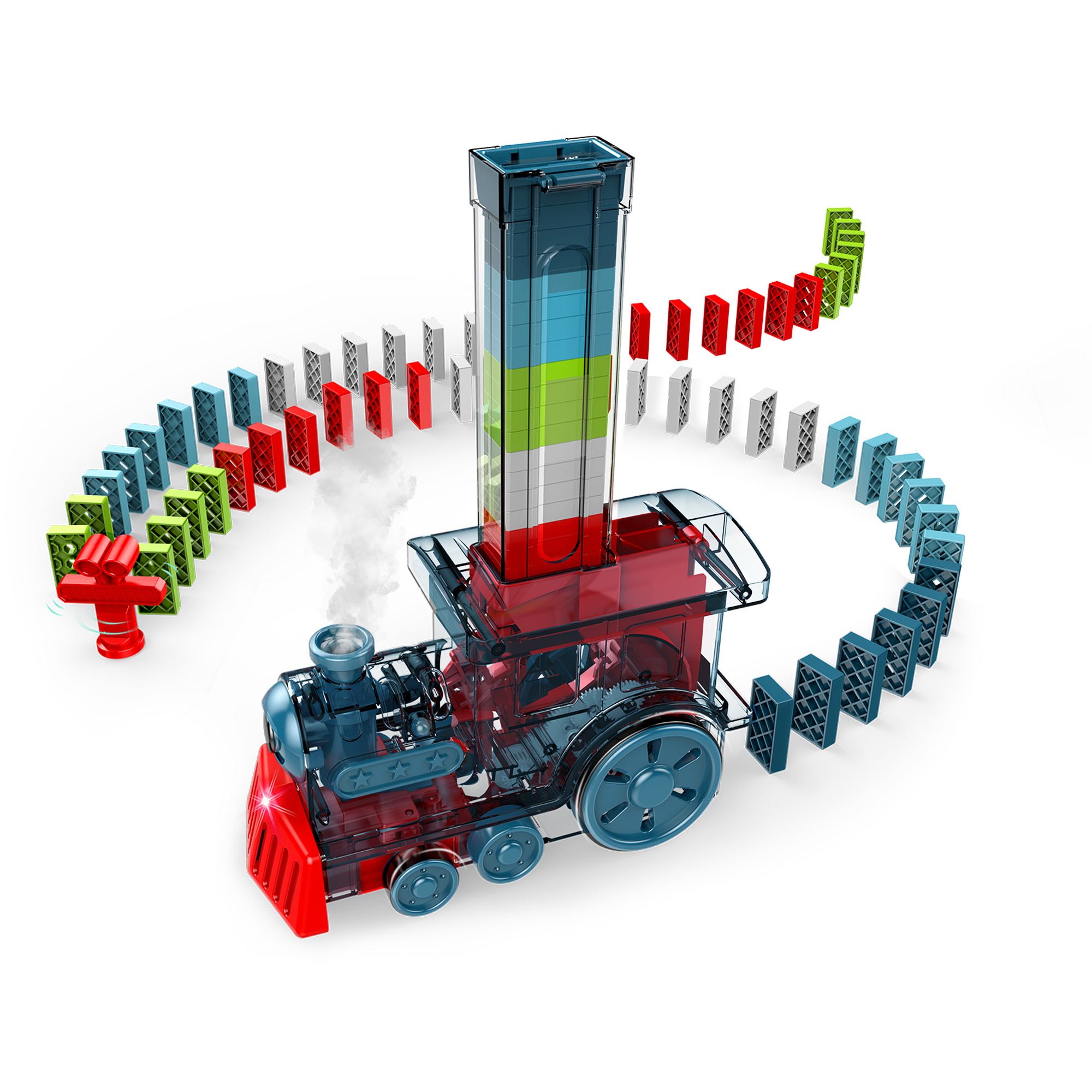 Domino train elettrico con 200 tessere e effetto fumo - ZIG ZAG