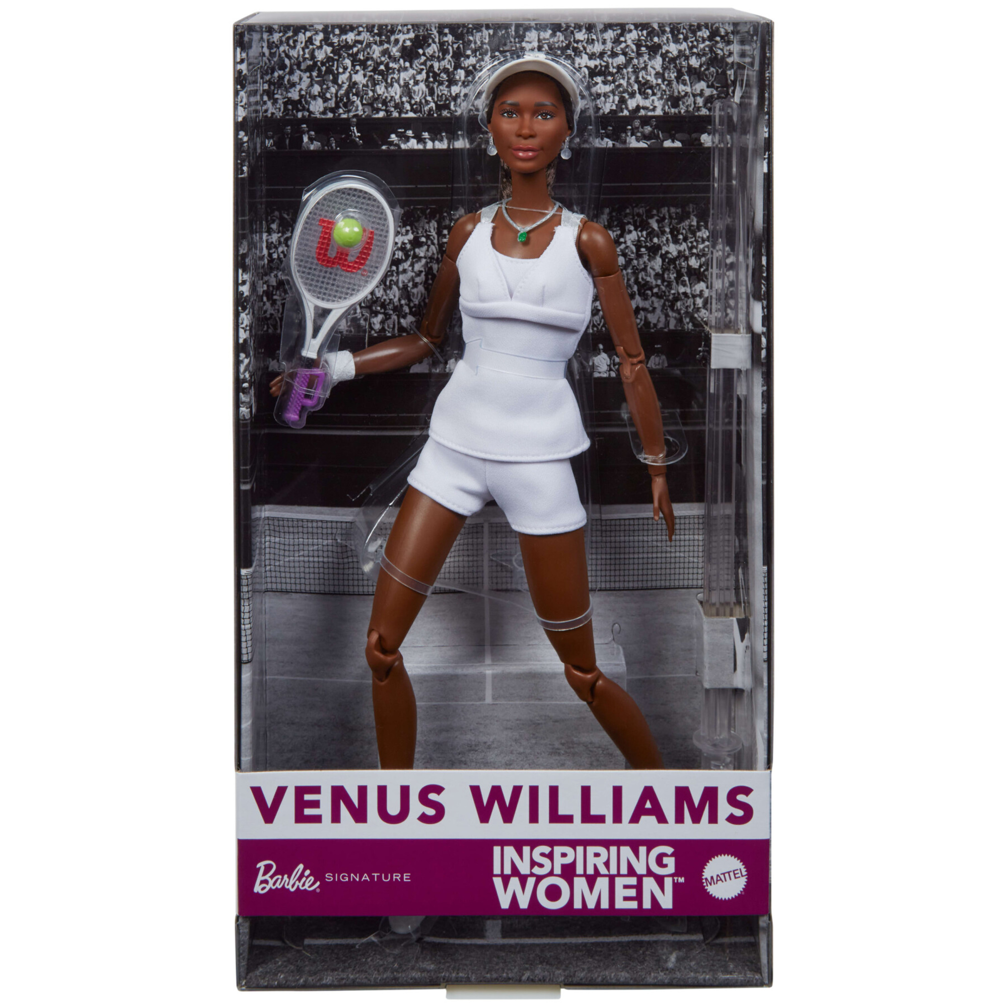 Barbie signature - venus williams serie inspiring women, bambola da collezione con completo da tennis e racchetta inclusa - Barbie