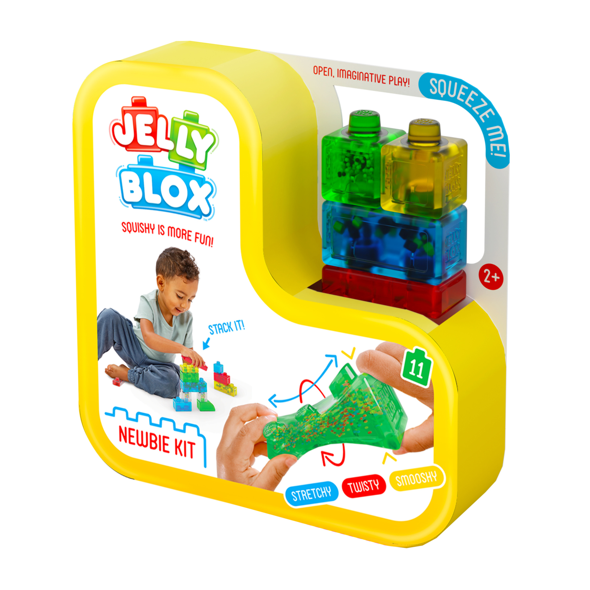 Jelly blox - kit per principianti - 11 mattoncini tattili - gioco di costruzione per bambini dai 2 anni - 