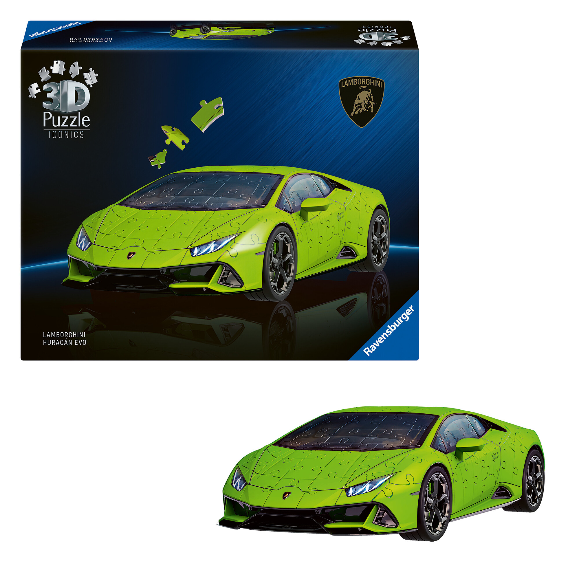 Puzzle 3d iconico: lamborghini huracán evo - una vera icona delle auto sportive in un dettagliato modello in scala 1:18 - RAVENSBURGER