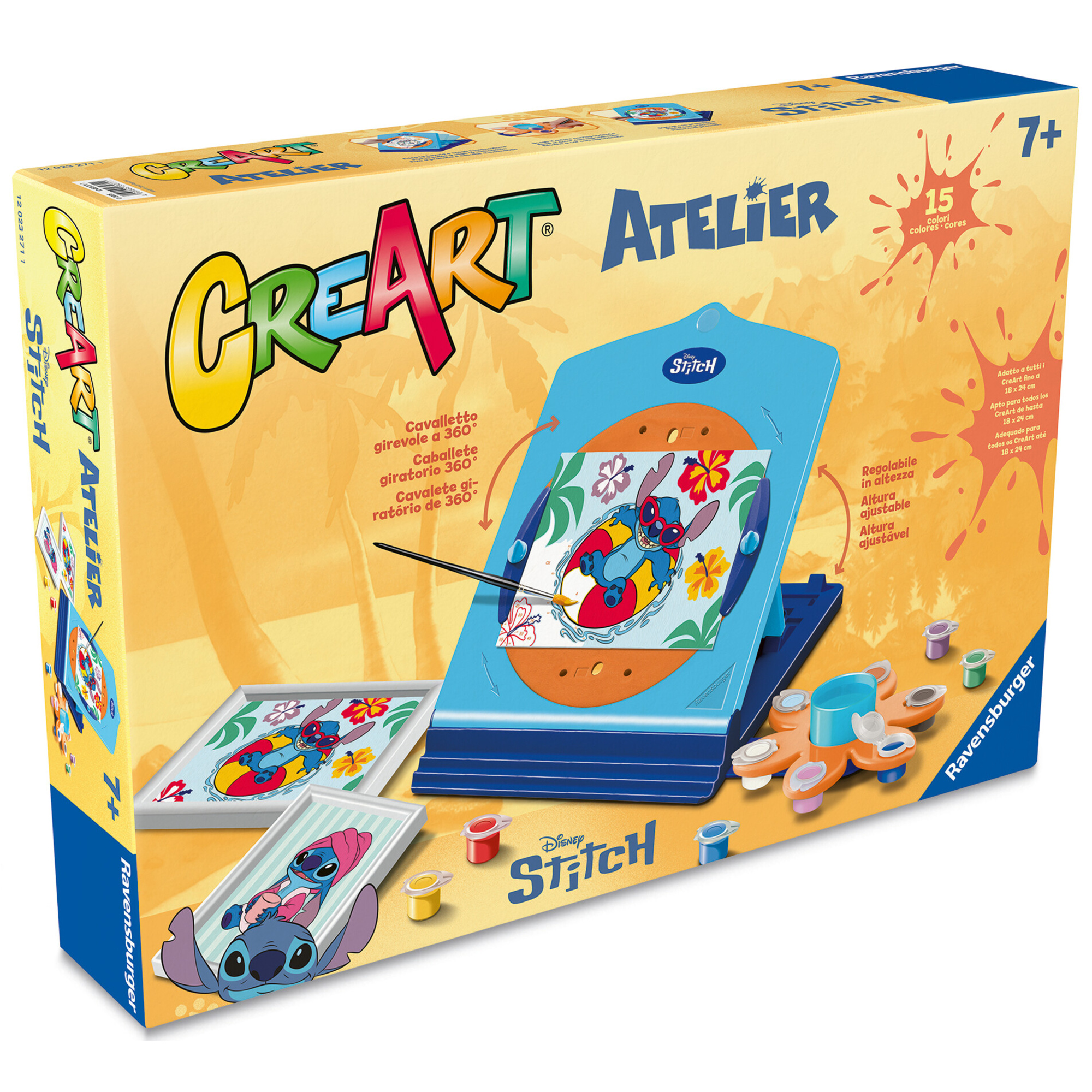 Ravensburger - il mio fantastico atelier disney stitch, set con cavalletto tema stitch, dipingere con i numeri, gioco creativo bambini 7+ anni - CREART, RAVENSBURGER, Disney, Disney Stitch