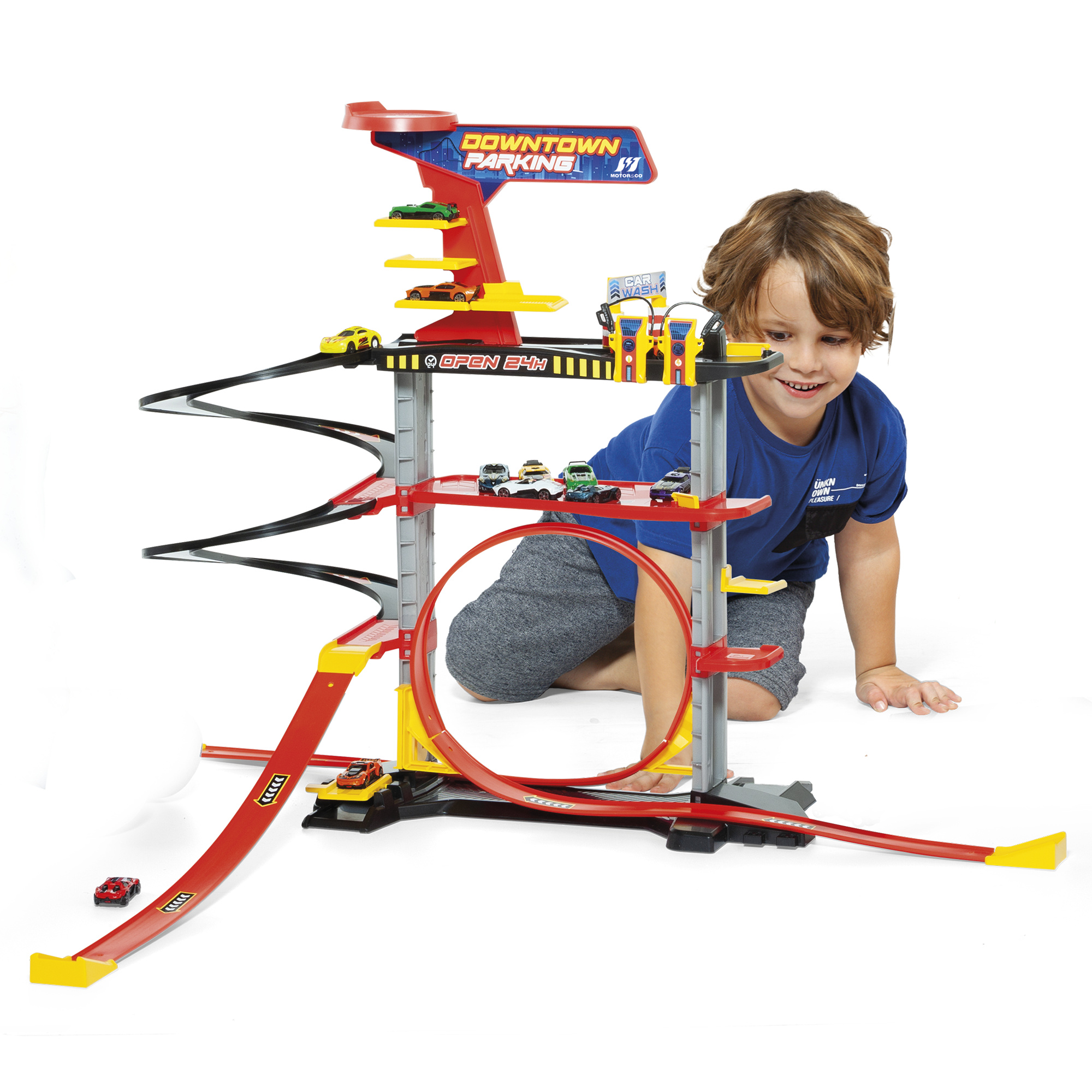 Downtown garage multipiano con pista e auto pull-back - 