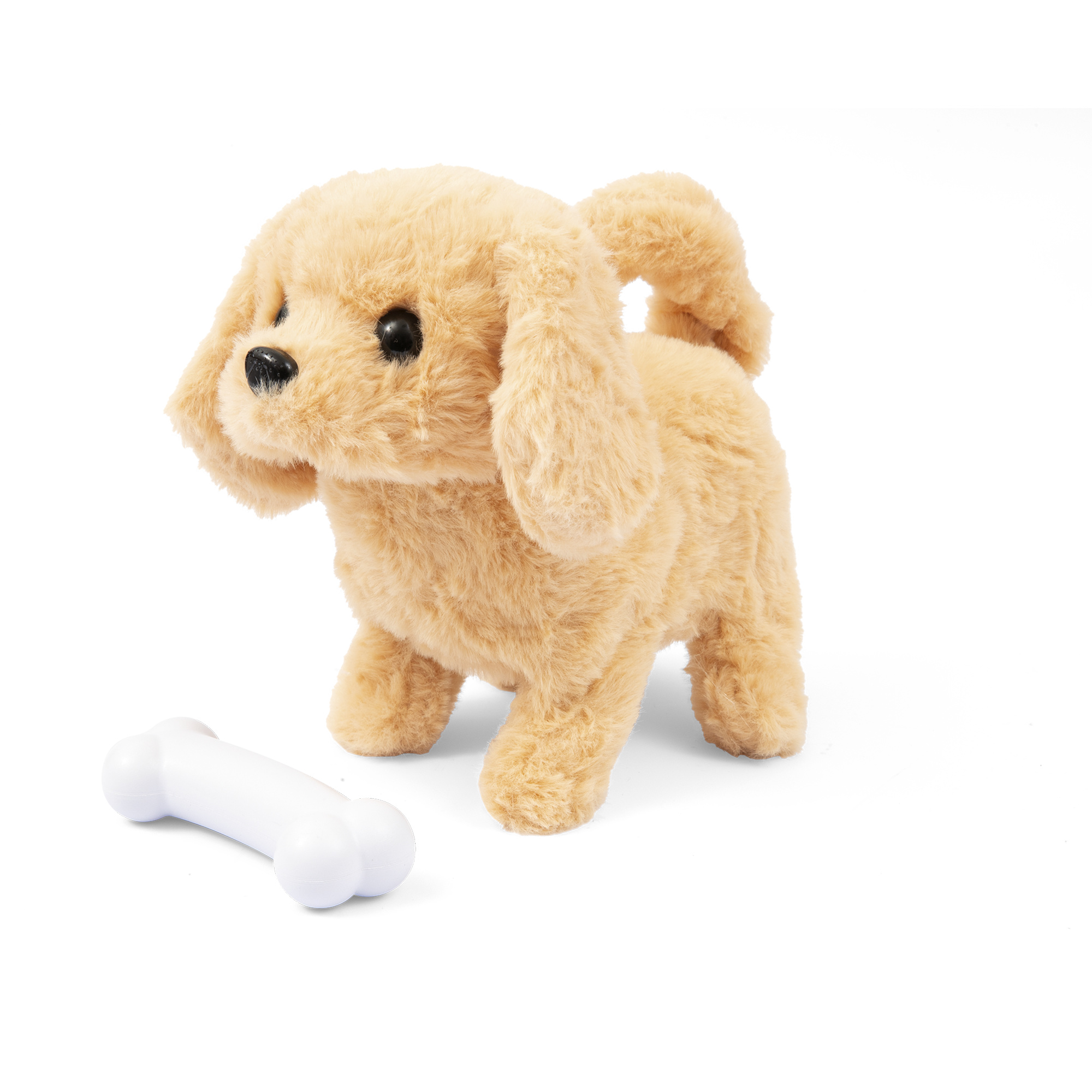 Cagnolino labrador  peluche interattivo a batteria con osso e suoni - AMI PLUSH