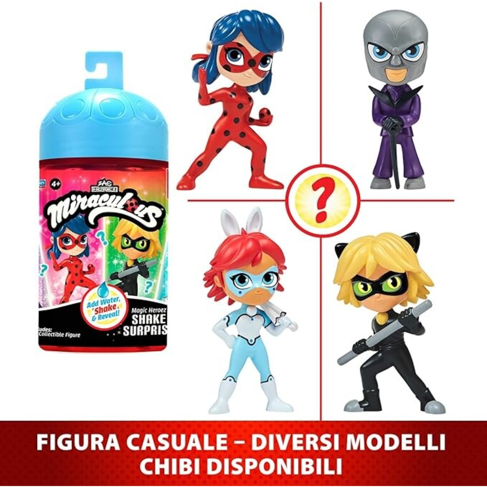 Miraculous ladybug - chibi figures color change surprise - mini bambola miraculous 10 cm - cambia colore - modello casuale - personaggi collezionabili - MIRACULOUS, BANDAI