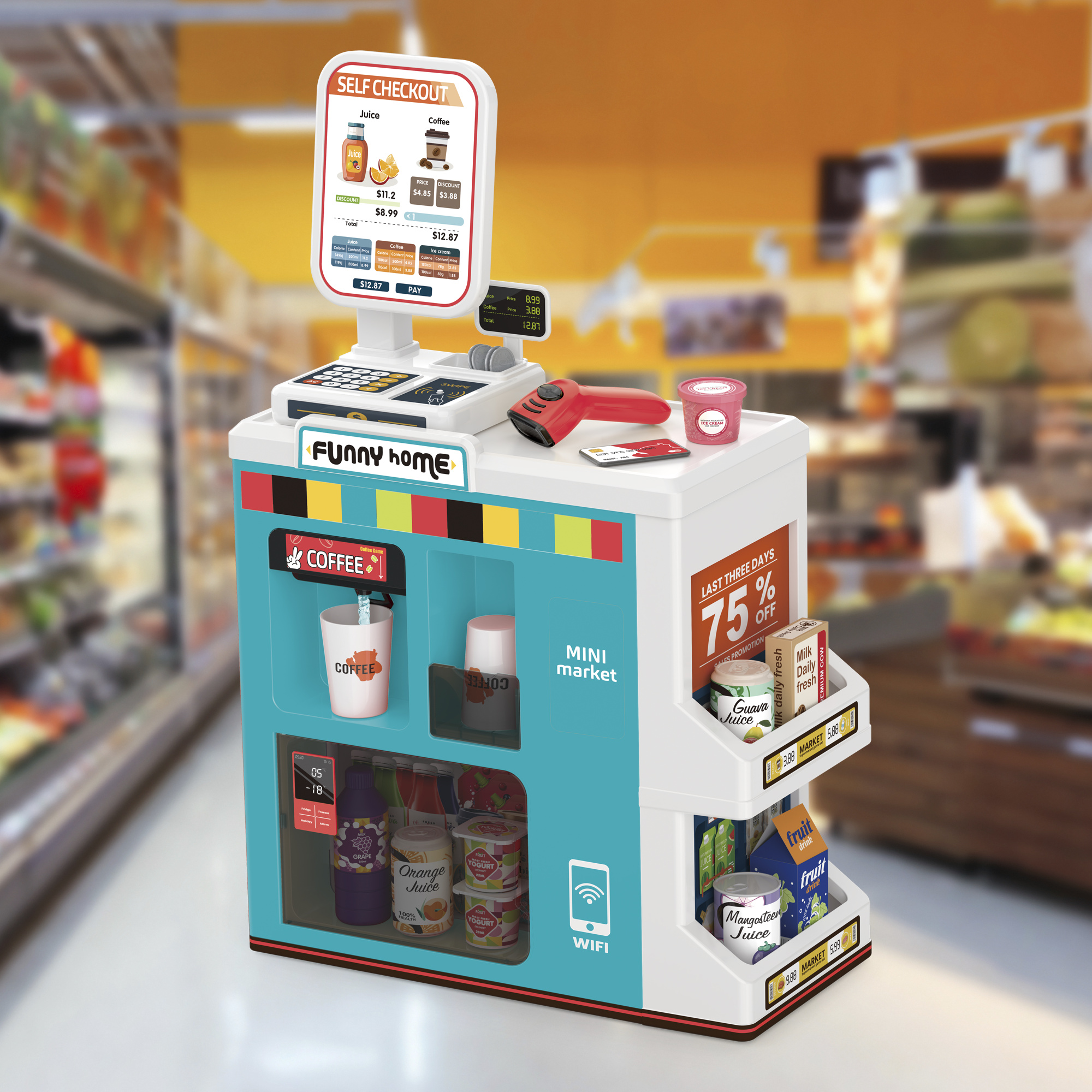 Mini market giocattolo con suoni, luci e 47 accessori - FUNNY HOME