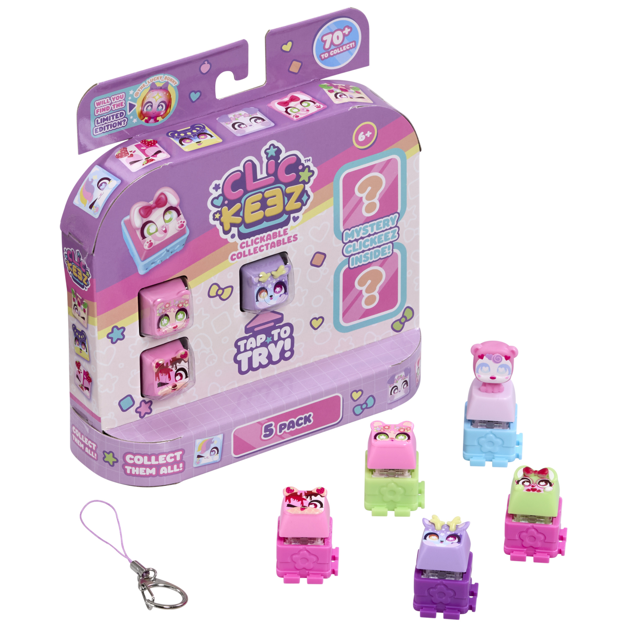 Clickeez - 5 tasti click toy - effetto asmr - fidget toy - 70 personaggi carini ed esclusivi da collezione - da 6 anni - 