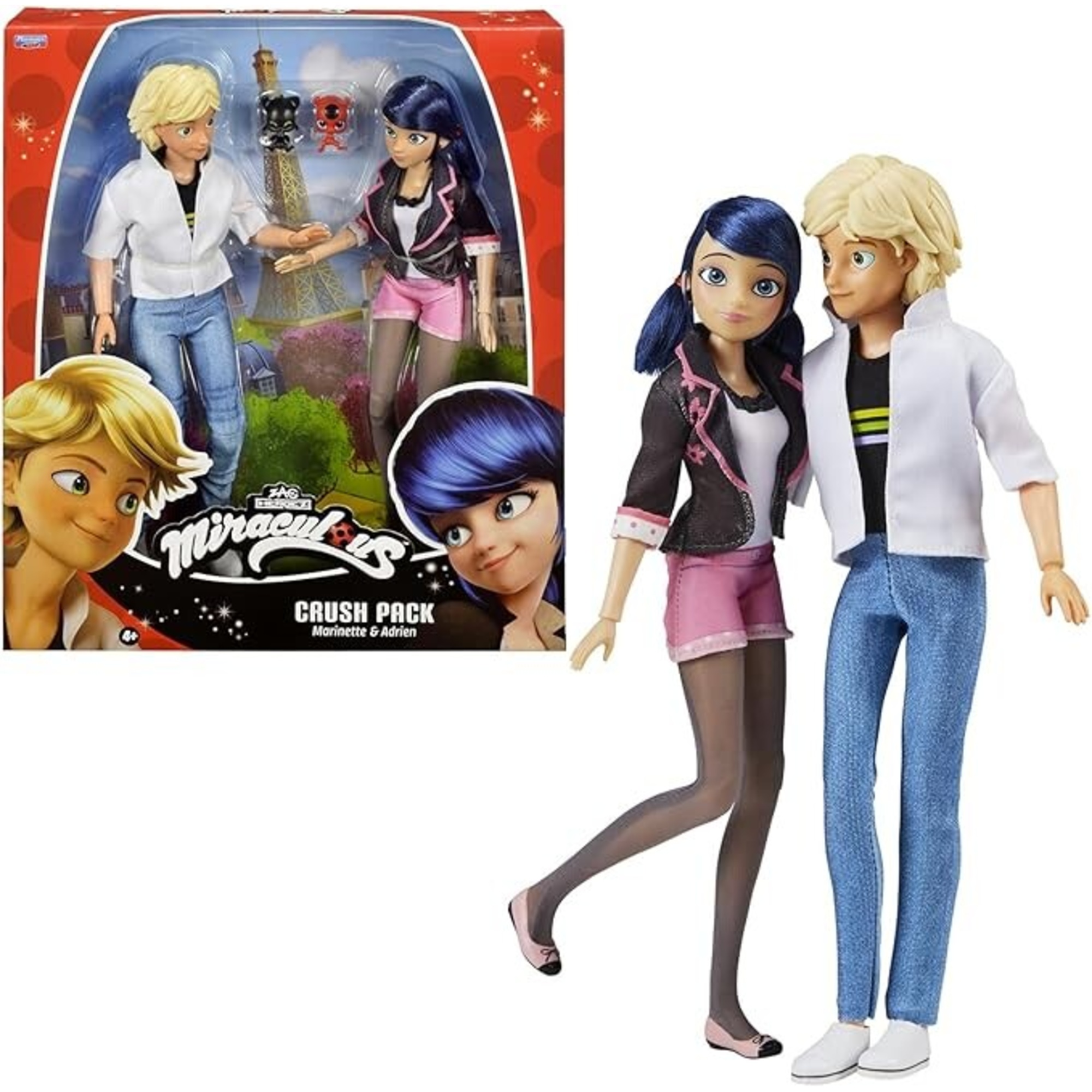 Miraculous ladybug - crush pack 2 bambole marinette e adrien 26cm - MIRACULOUS, BANDAI