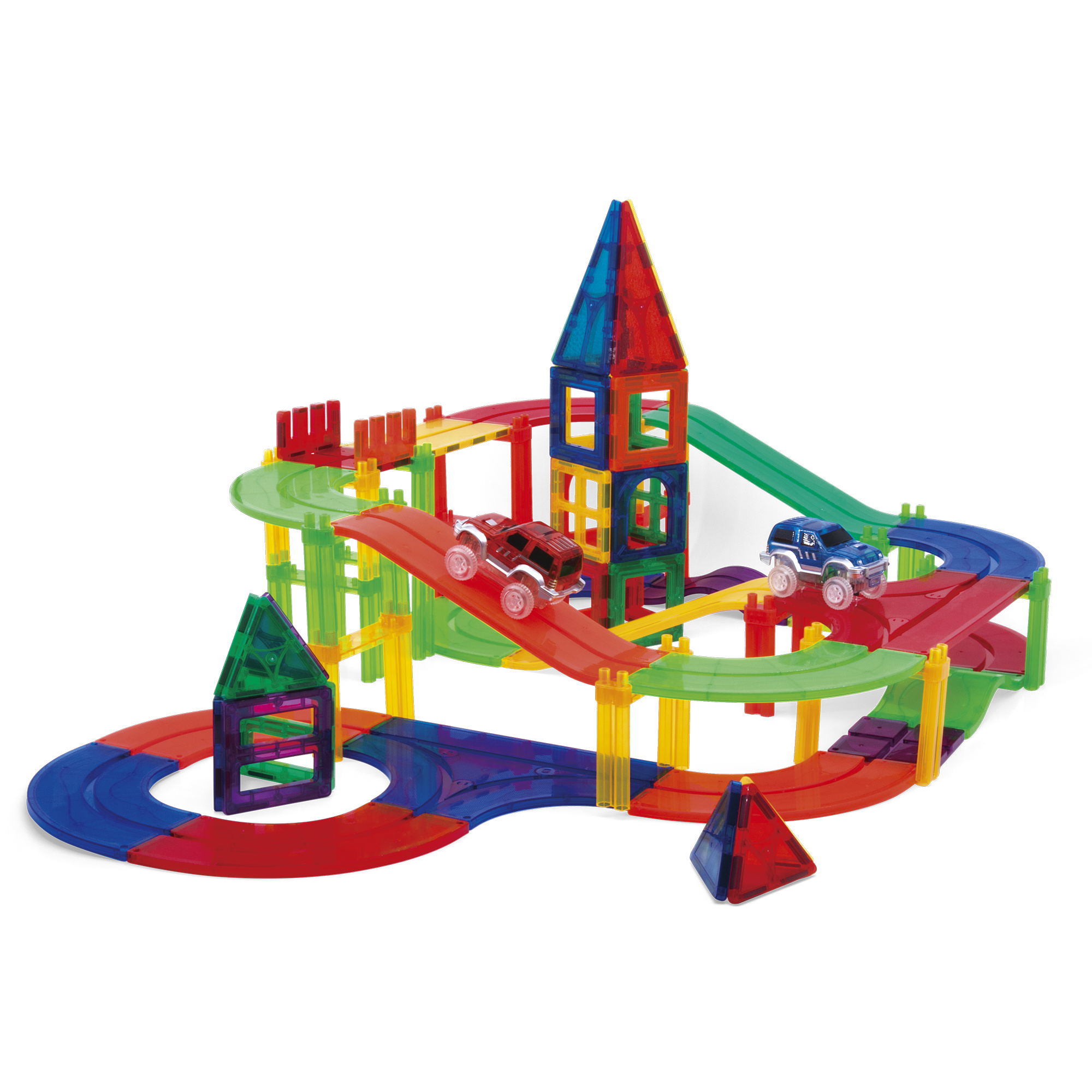 Pista magnetica magnetic tiles track - auto led e curve spettacolari - SUPERSTAR, ZIG ZAG