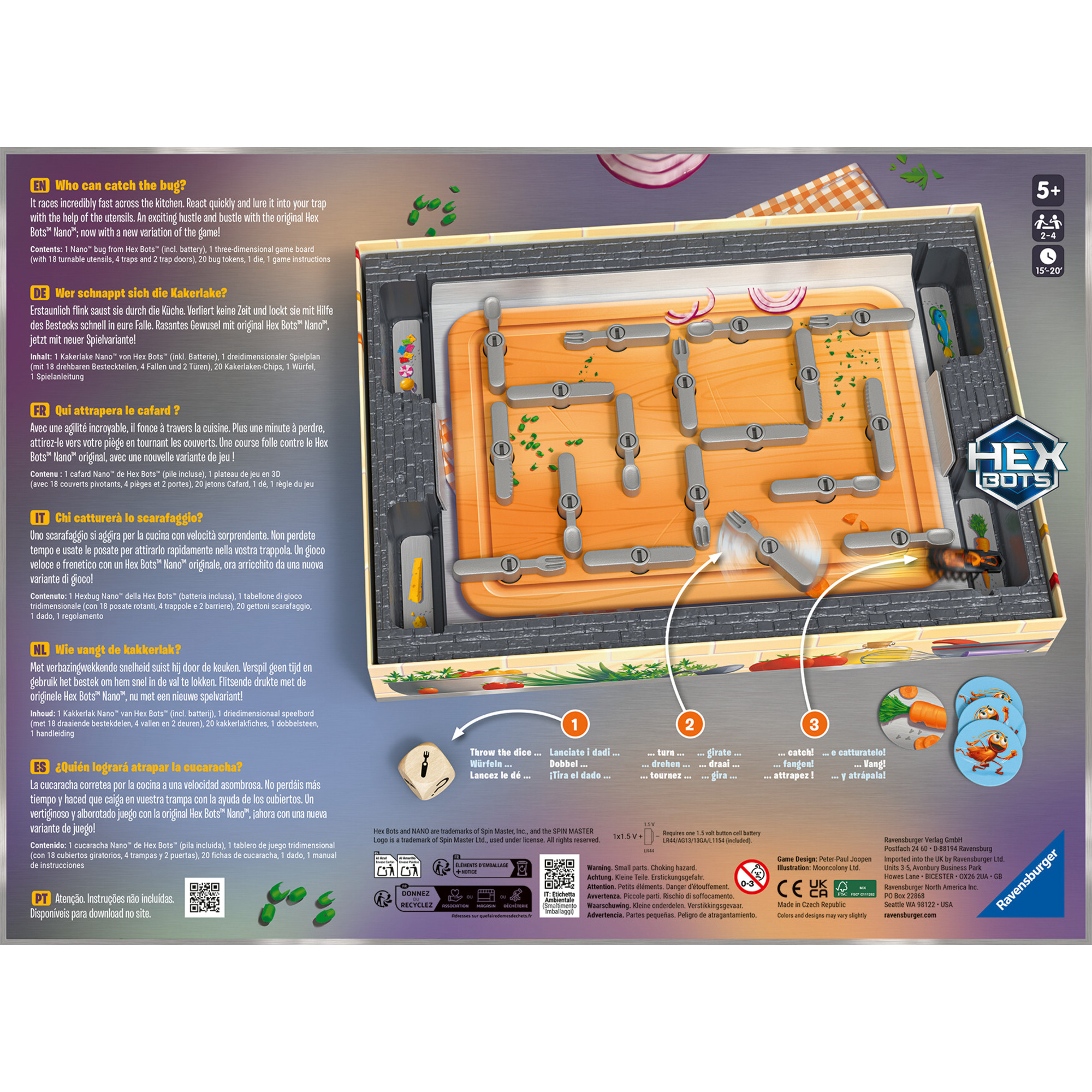 Ravensburger 22440 - la cucaracha - gioco d'azione con scarafaggio elettronico per grandi e piccini, per 2-4 giocatori, per bambini dai 5 anni - RAVENSBURGER