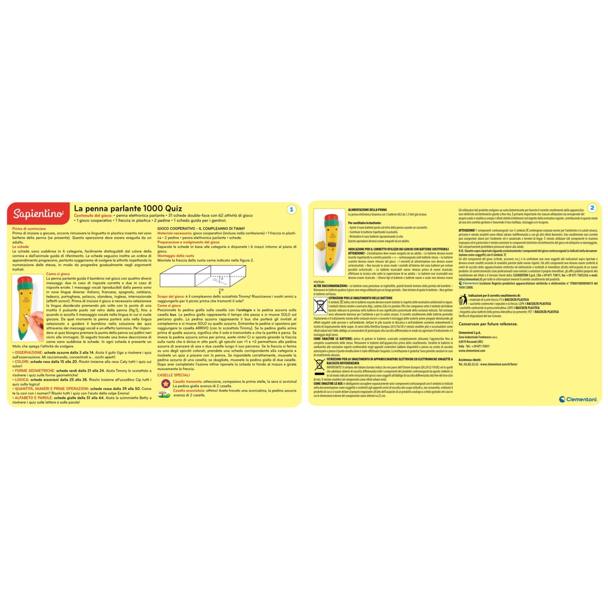 Clementoni - la penna parlante 1000 quiz - 16495 - CLEMENTONI, SAPIENTINO