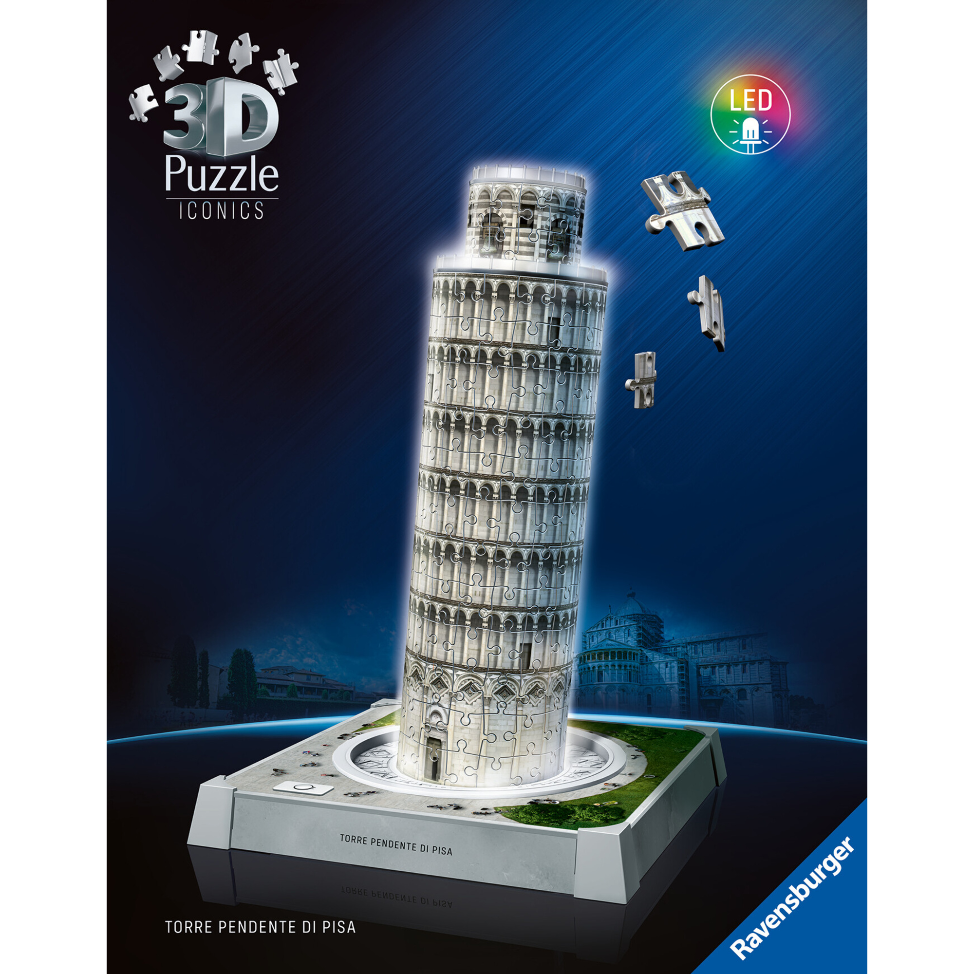 Puzzle 3d iconico: torre di pisa - replica dettagliata in un affascinante modello puzzle 3d - RAVENSBURGER