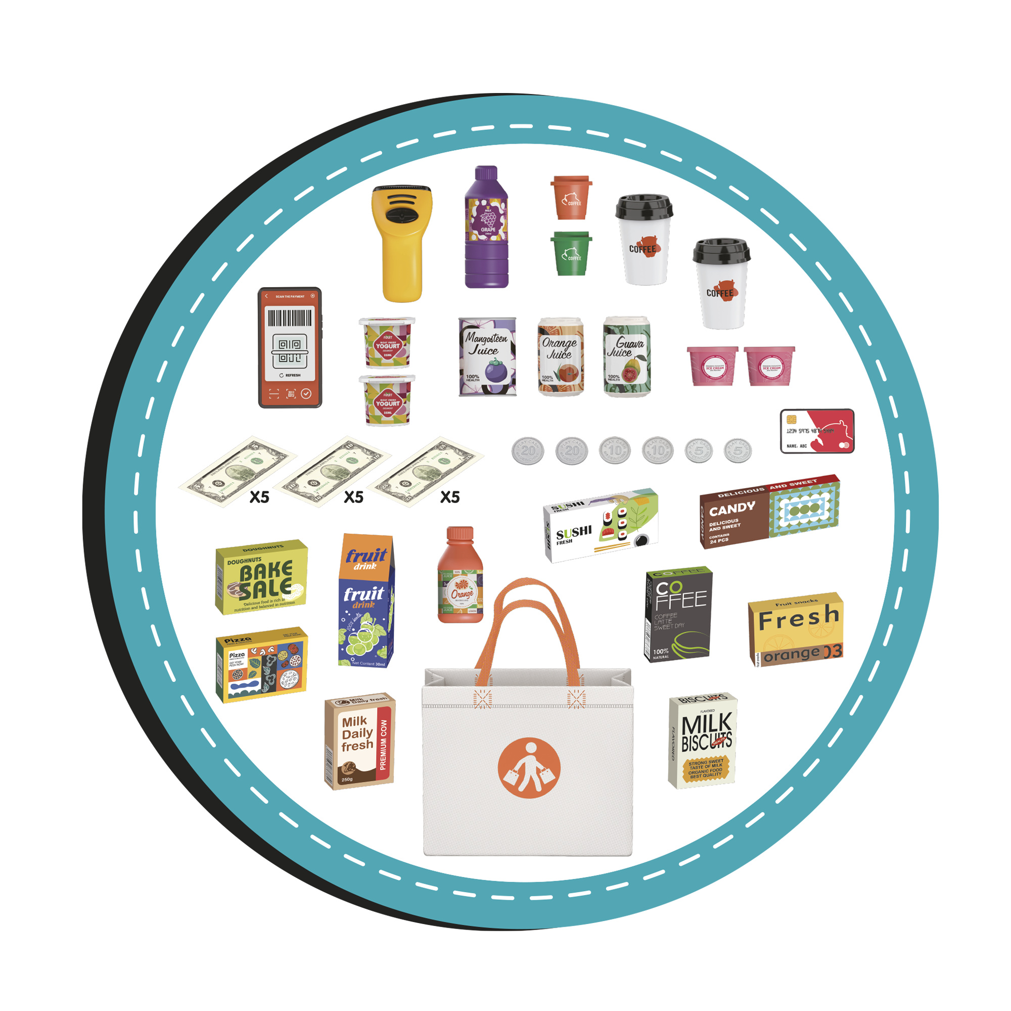 Mini market giocattolo con suoni, luci e 47 accessori - FUNNY HOME