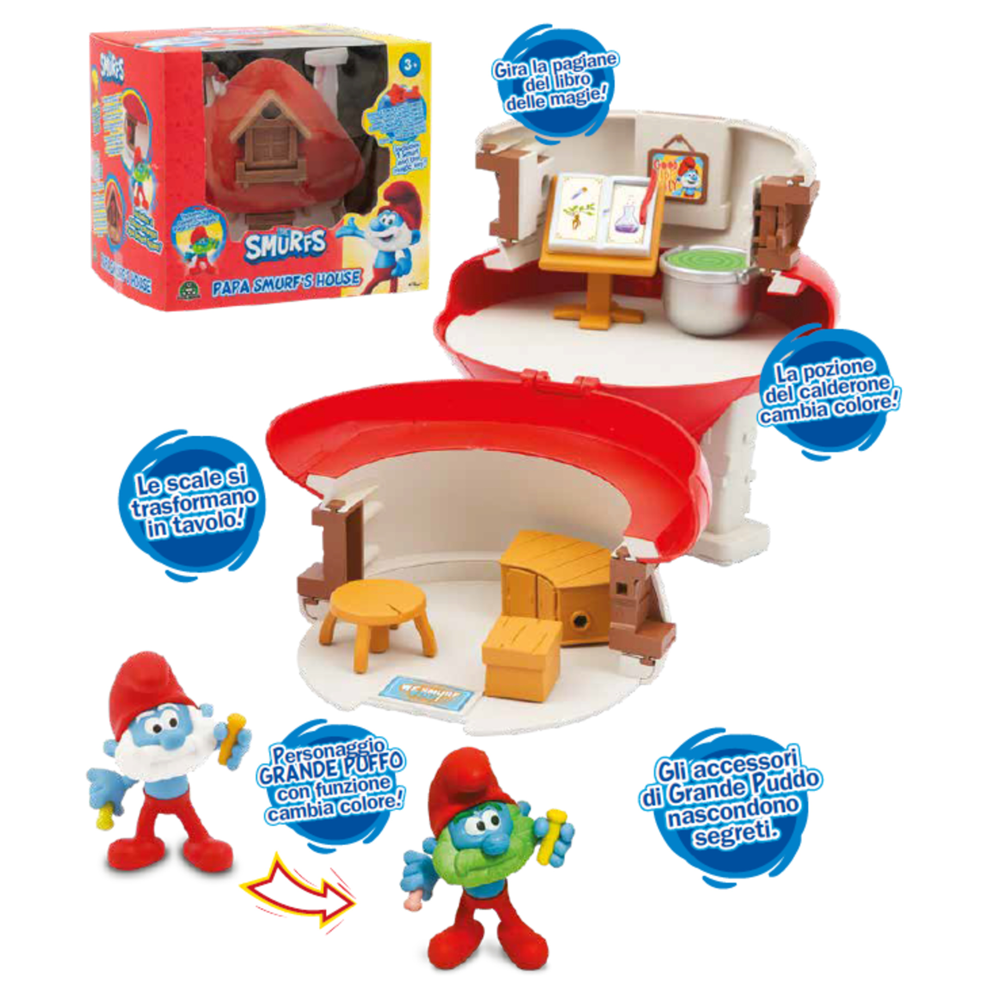 I puffi playset casa di grande puffo con personaggio cambia colore - giochi preziosi - Puffi