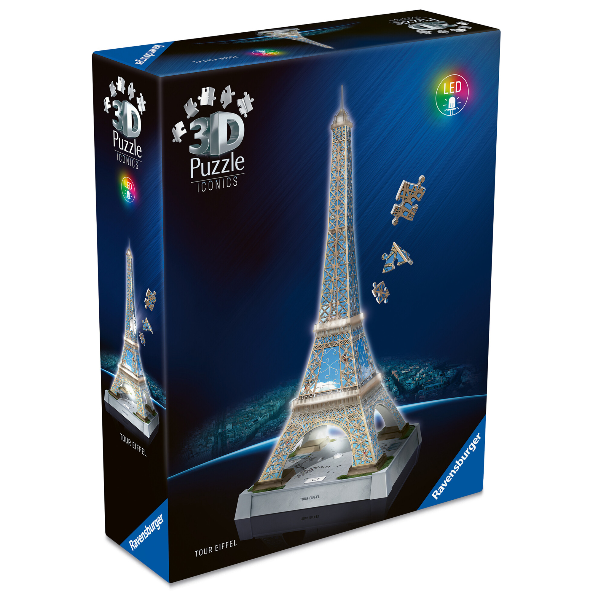 Ravensburger - puzzle 3d iconics: tour eiffel - con luce - RAVENSBURGER 3D PUZZLE