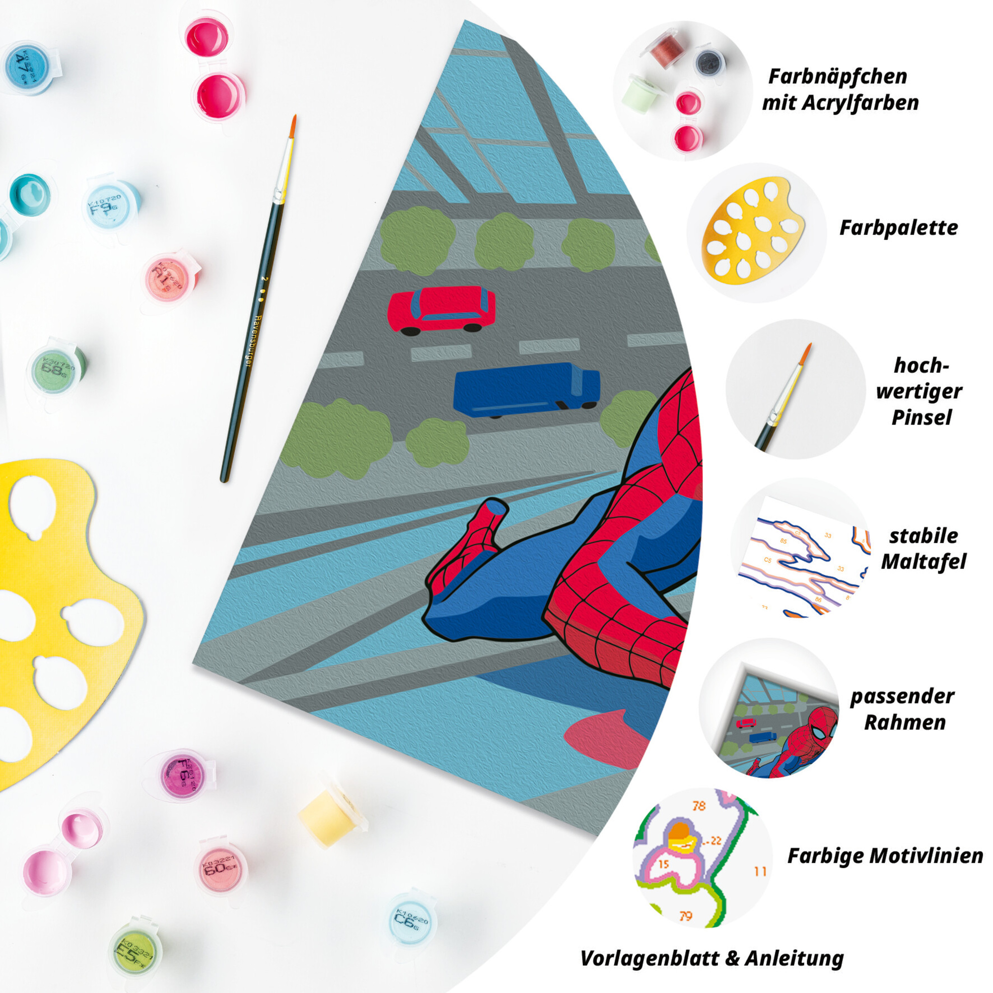 Ravensburger - creart serie e spider-man kit dipingi con i numeri 7+ - Spiderman